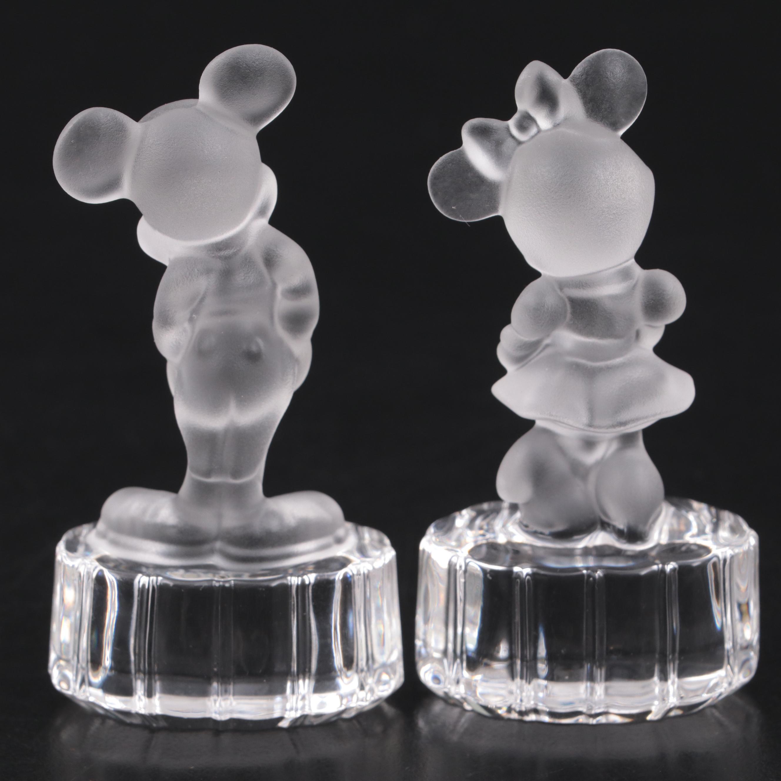 Goebel for Disney Mickey and Minnie Mouse Crystal Figurines