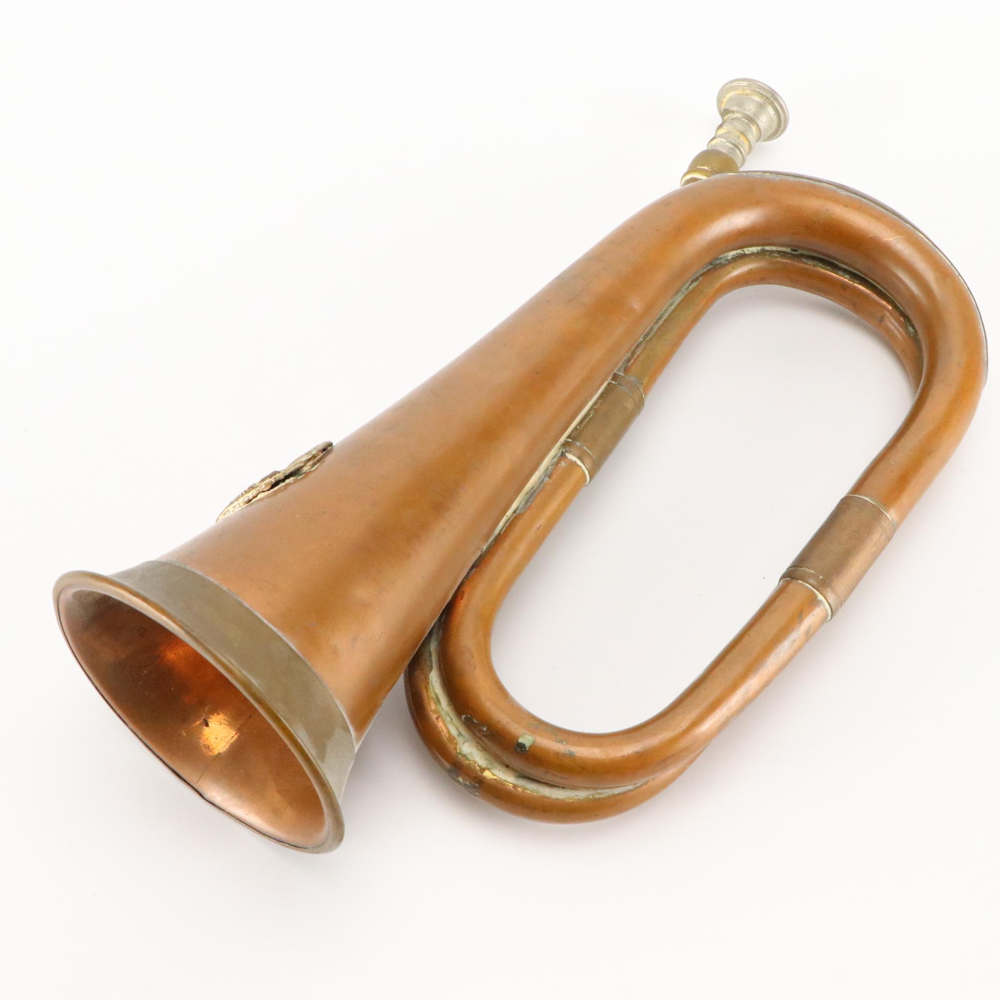 English Northamptonshire Regiment Bugle with Fox Hunting Signaling Horn