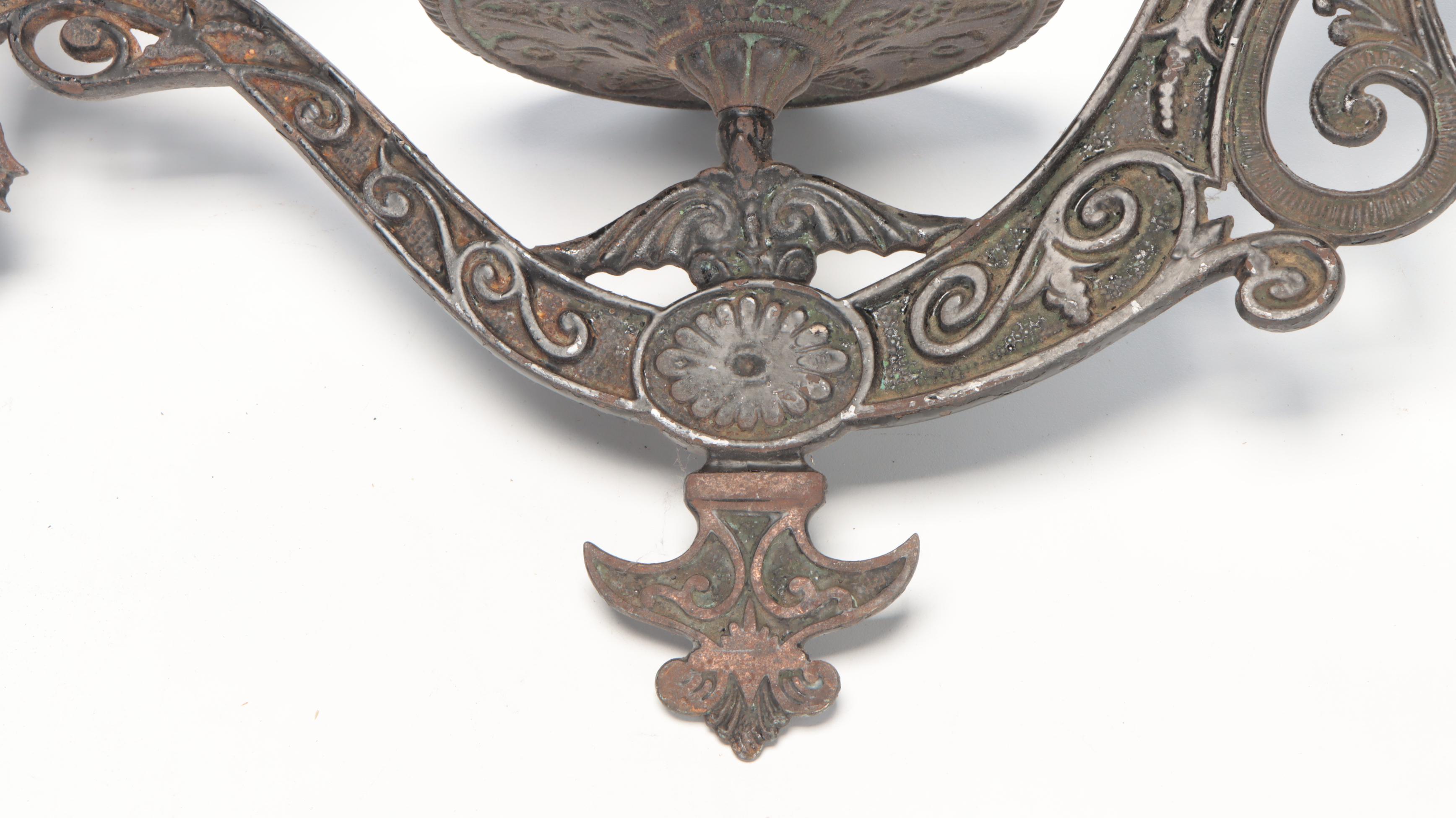Victorian Eastlake Style Cast Iron Oil Lamp Wall Brackets EBTH