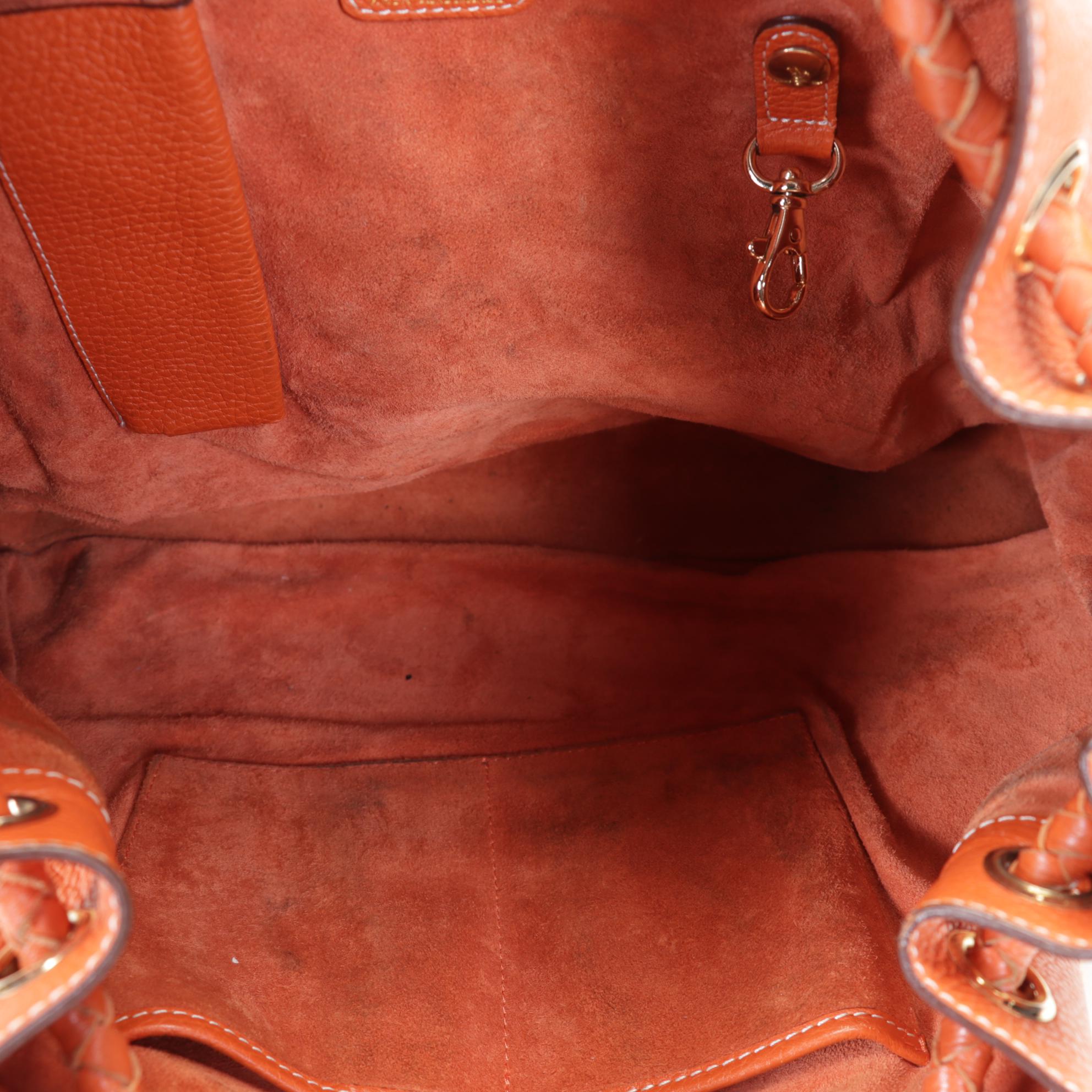 Anya Hindmarch Orange and Tweed Raffia Shoulder Bag with Gold Tone Hardware