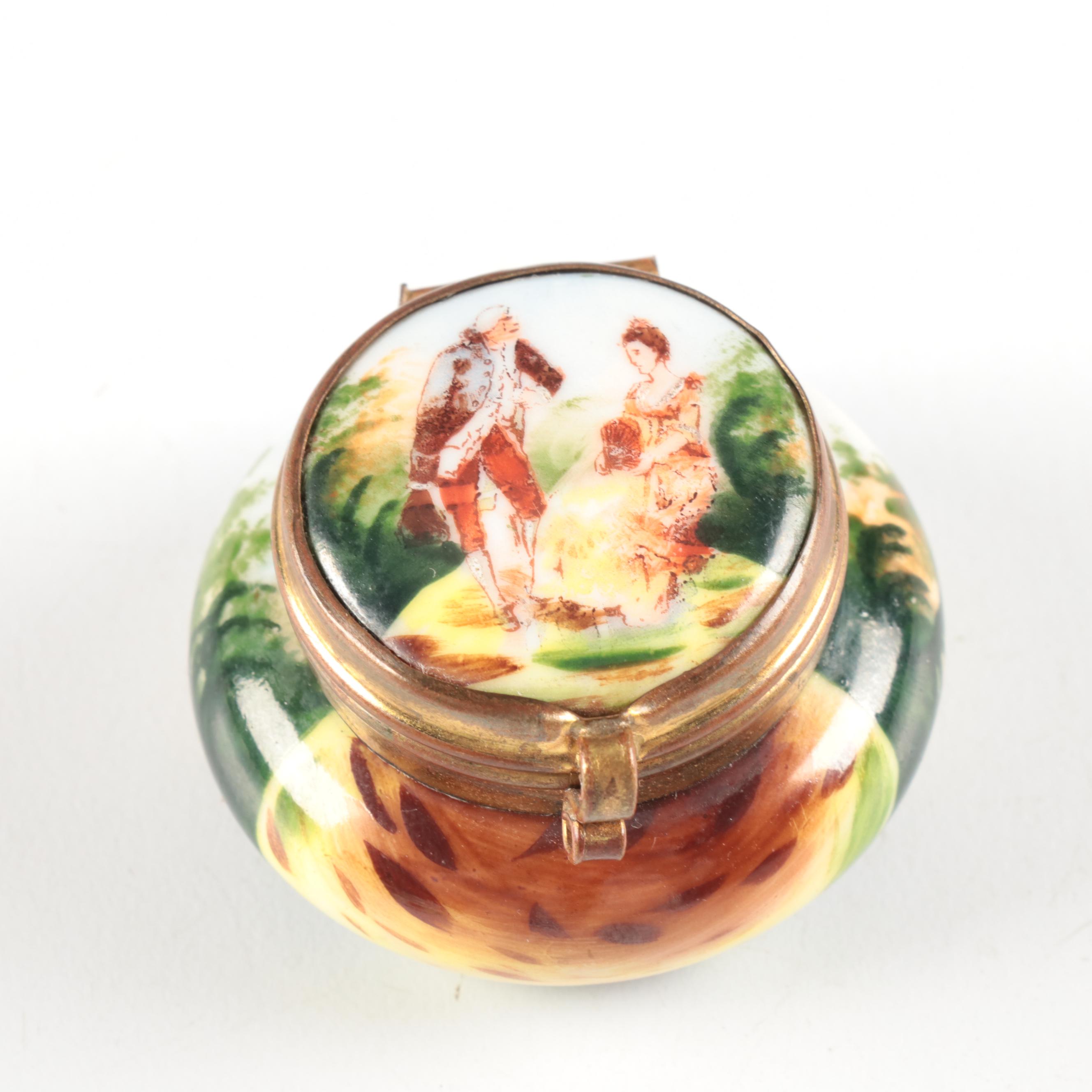 Palace Crest Bone China Box, Chinese Silvered Enameled Metal Box, More