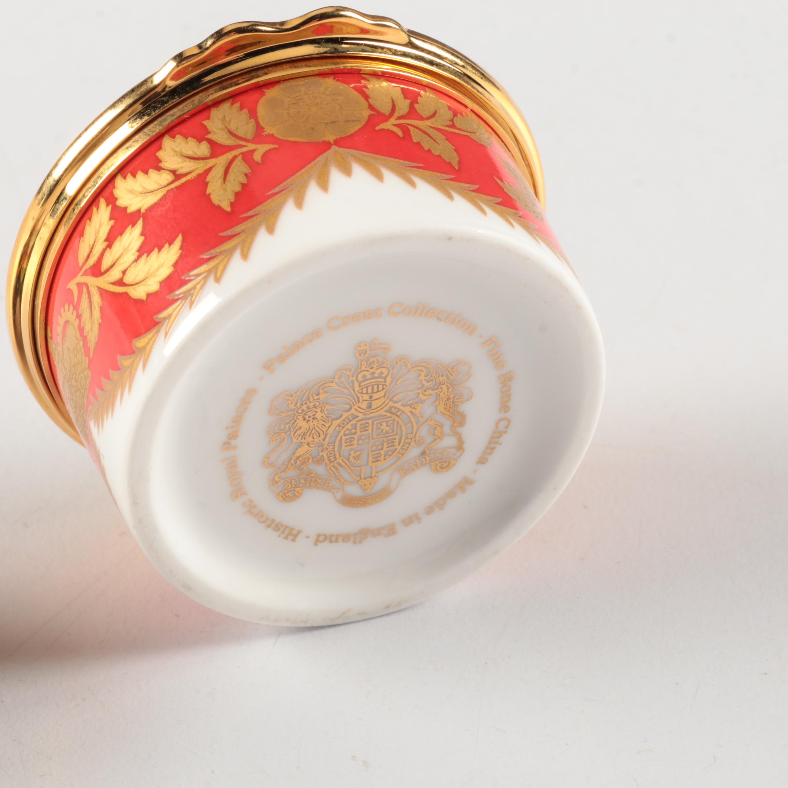 Palace Crest Bone China Box, Chinese Silvered Enameled Metal Box, More