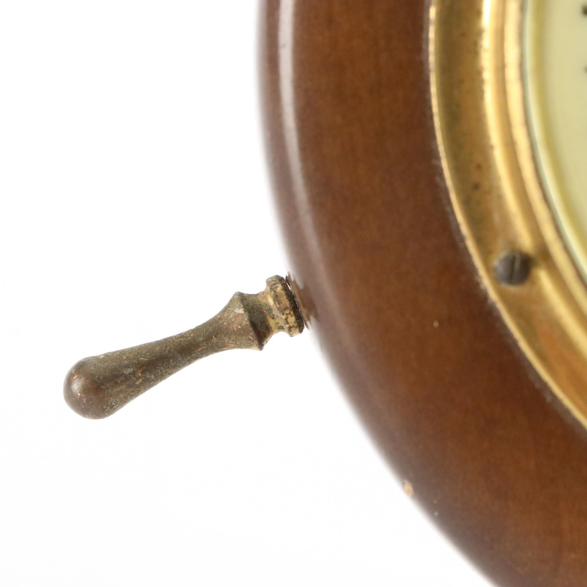 German Brass and Wooden Ships Wheel Barometer