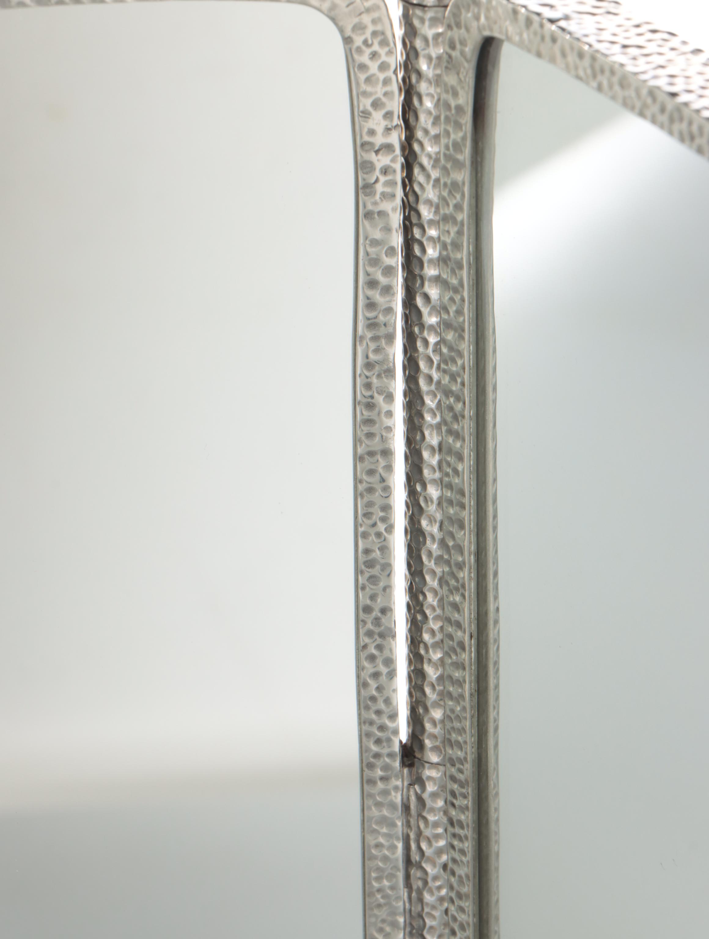 Hammered Metalwork and Faux Shagreen Folding Vanity Mirror