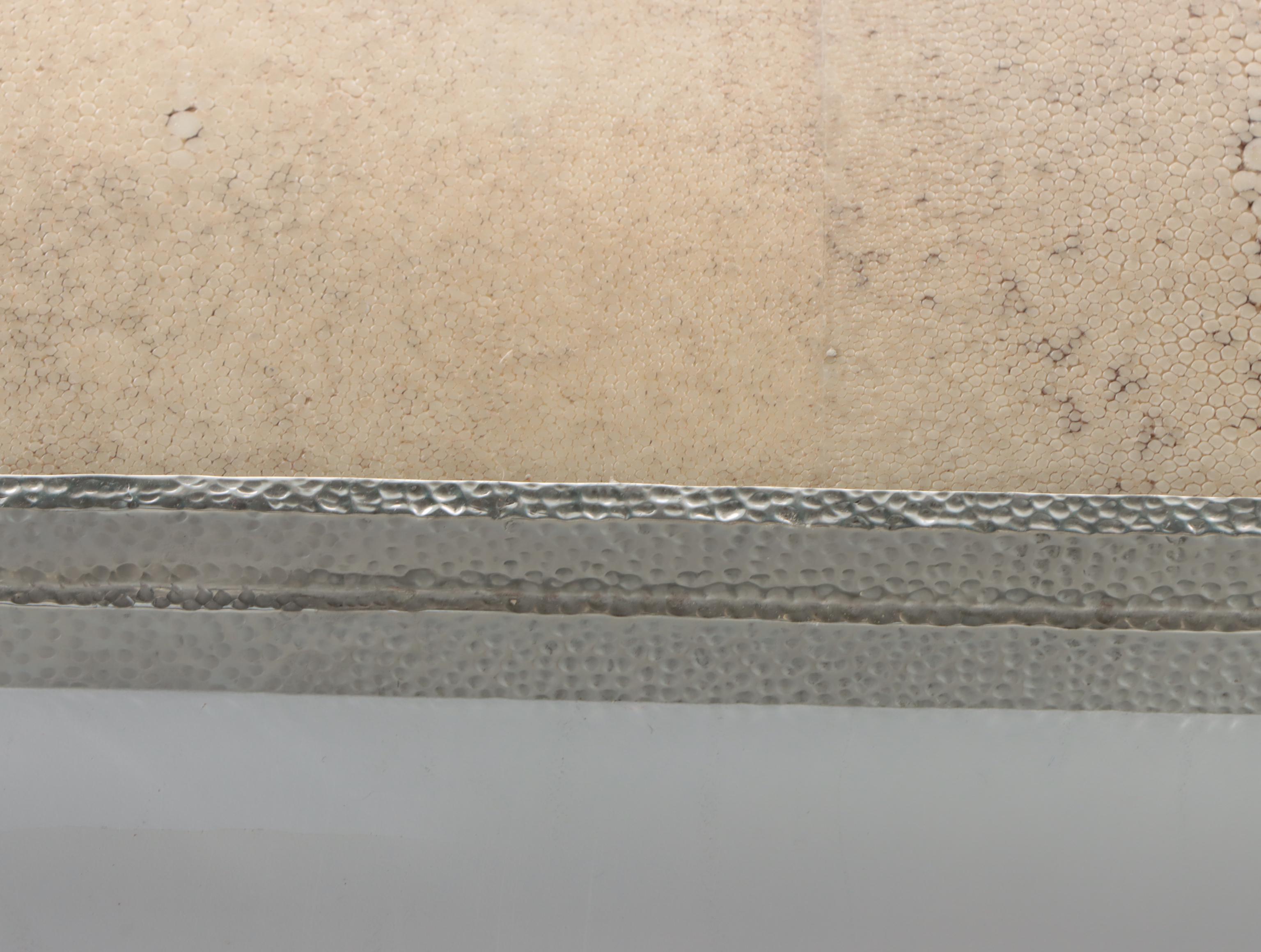 Hammered Metalwork and Faux Shagreen Folding Vanity Mirror