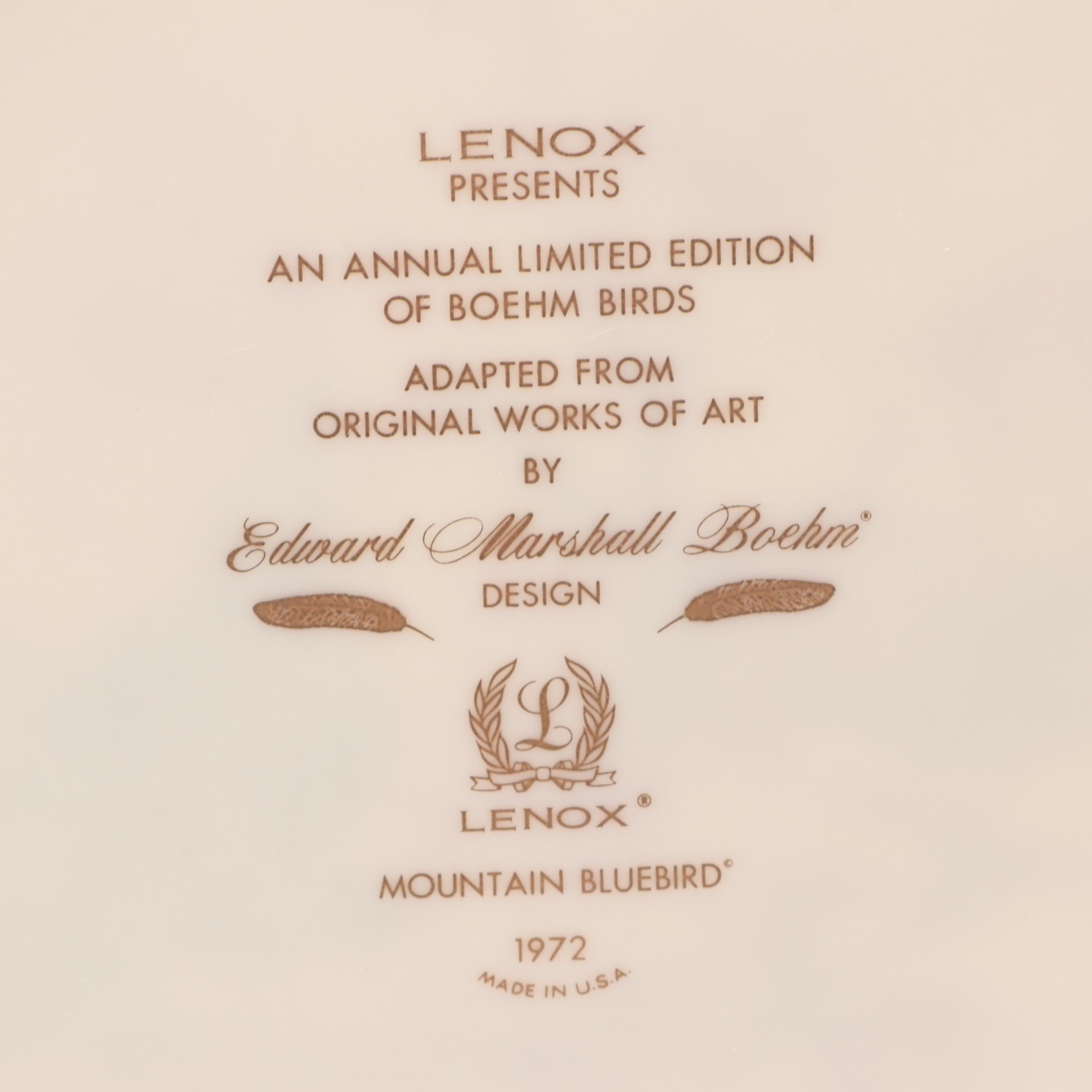 Lenox "Boehm Birds" and "Blue Spruce" Bone China Collector Plates