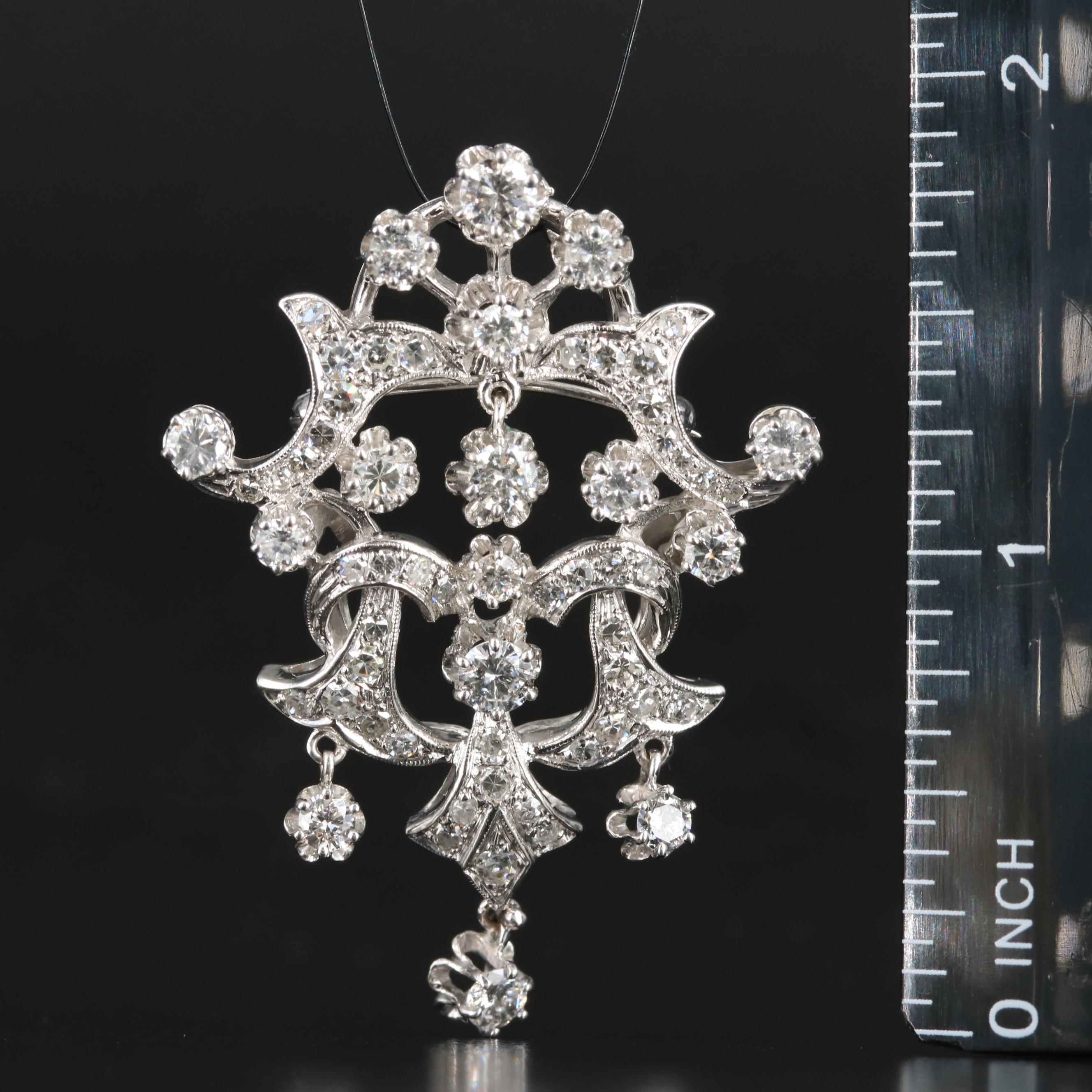 14K 3.34 CTW Diamond Converter Brooch Pendant