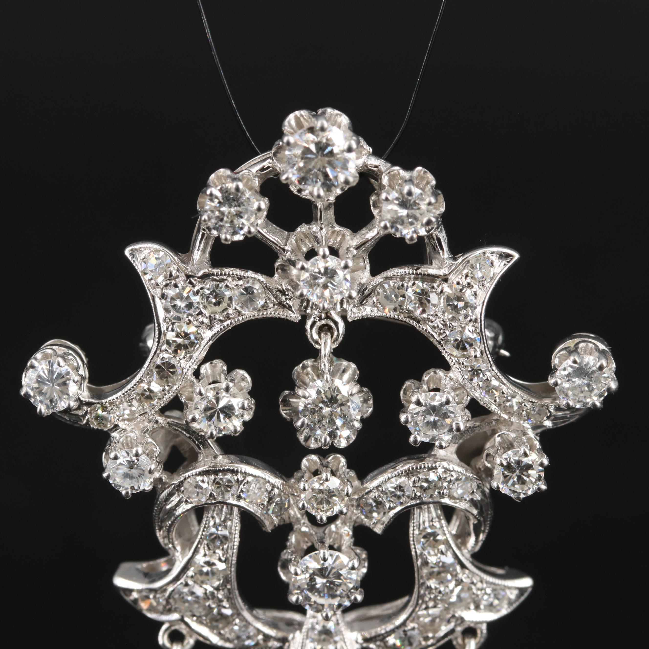 14K 3.34 CTW Diamond Converter Brooch Pendant