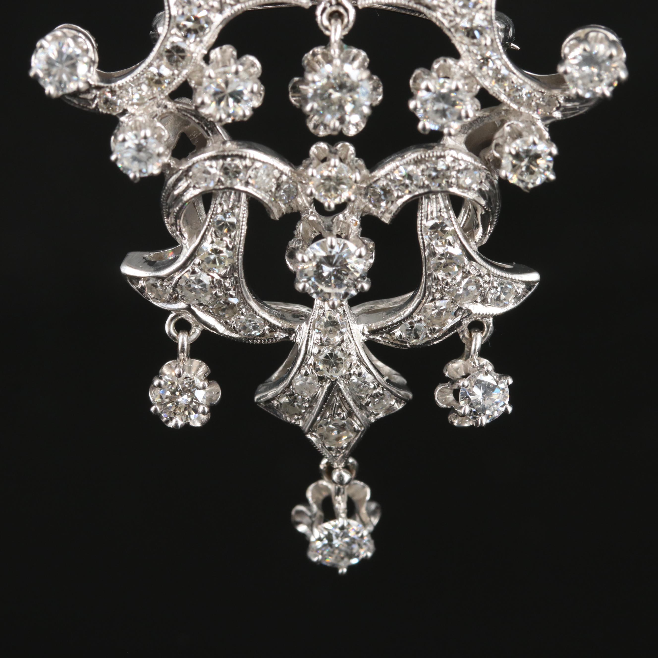 14K 3.34 CTW Diamond Converter Brooch Pendant