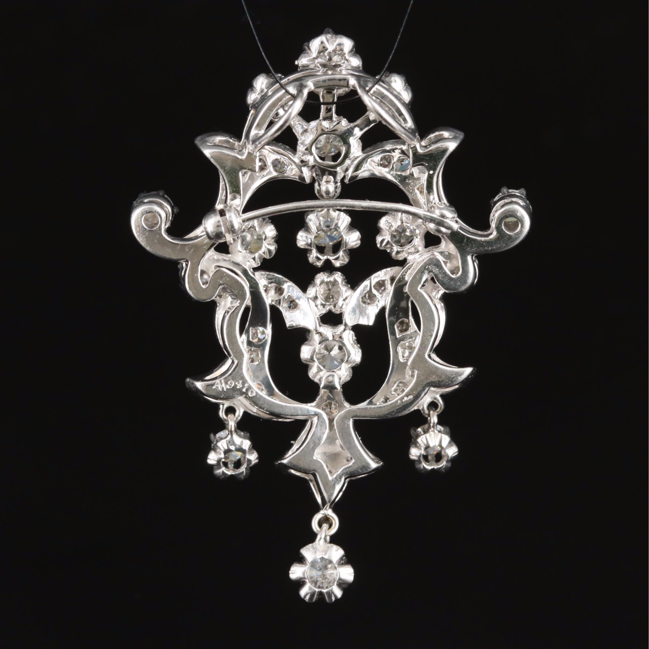 14K 3.34 CTW Diamond Converter Brooch Pendant