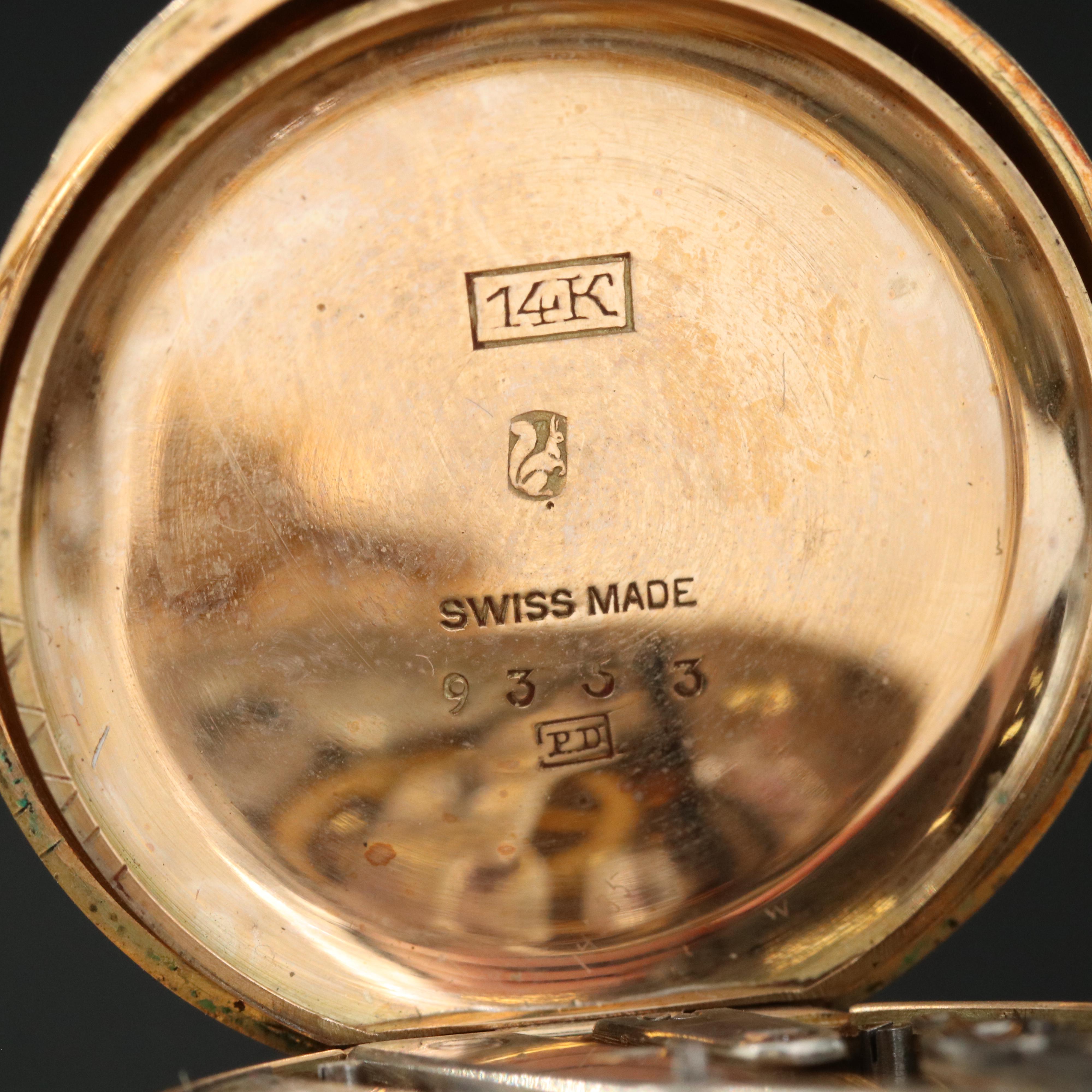 Cartier 14K Enamel and Diamond Portrait Pendant Watch, 18K Matching Brooch