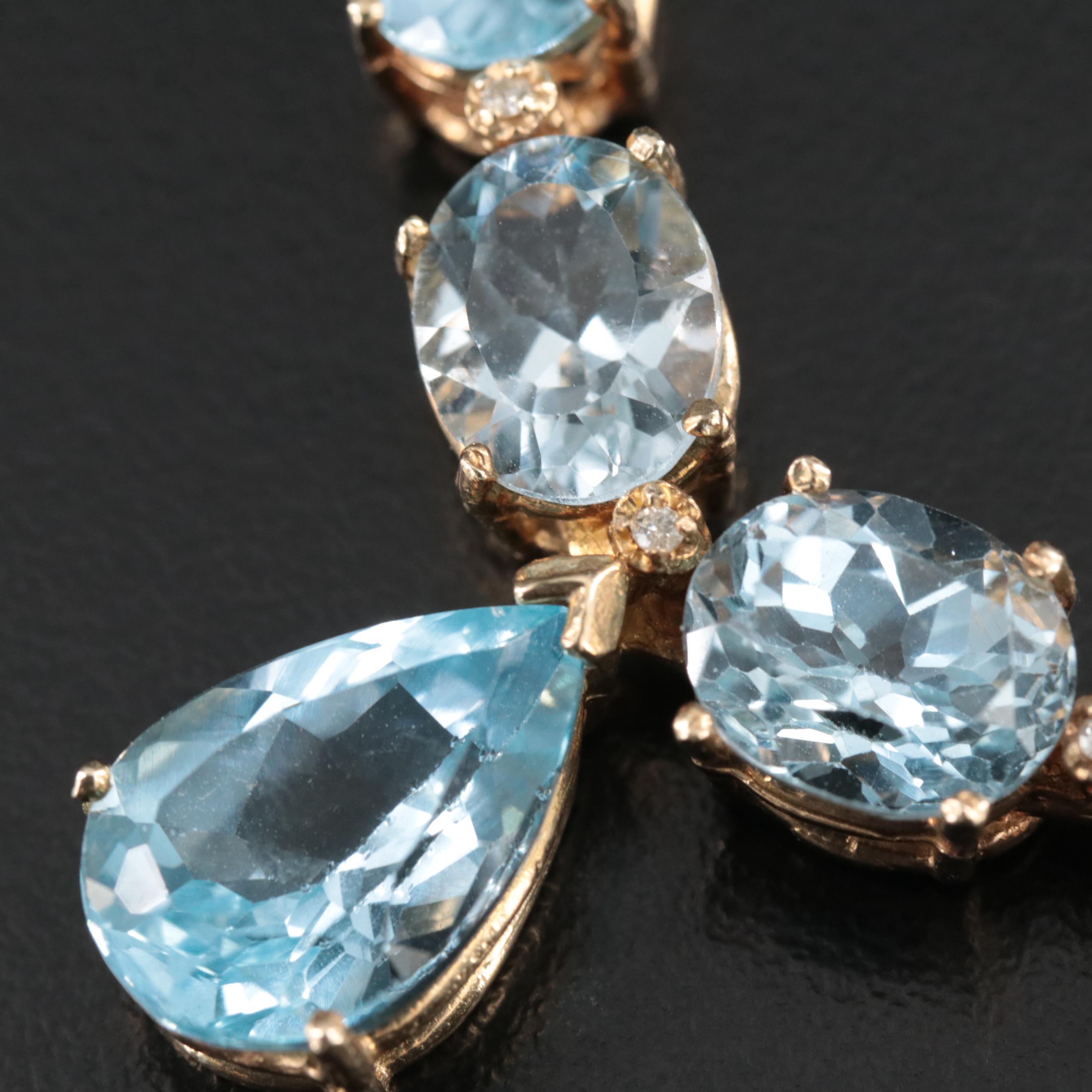 14K Sky Blue Topaz and Diamond Necklace