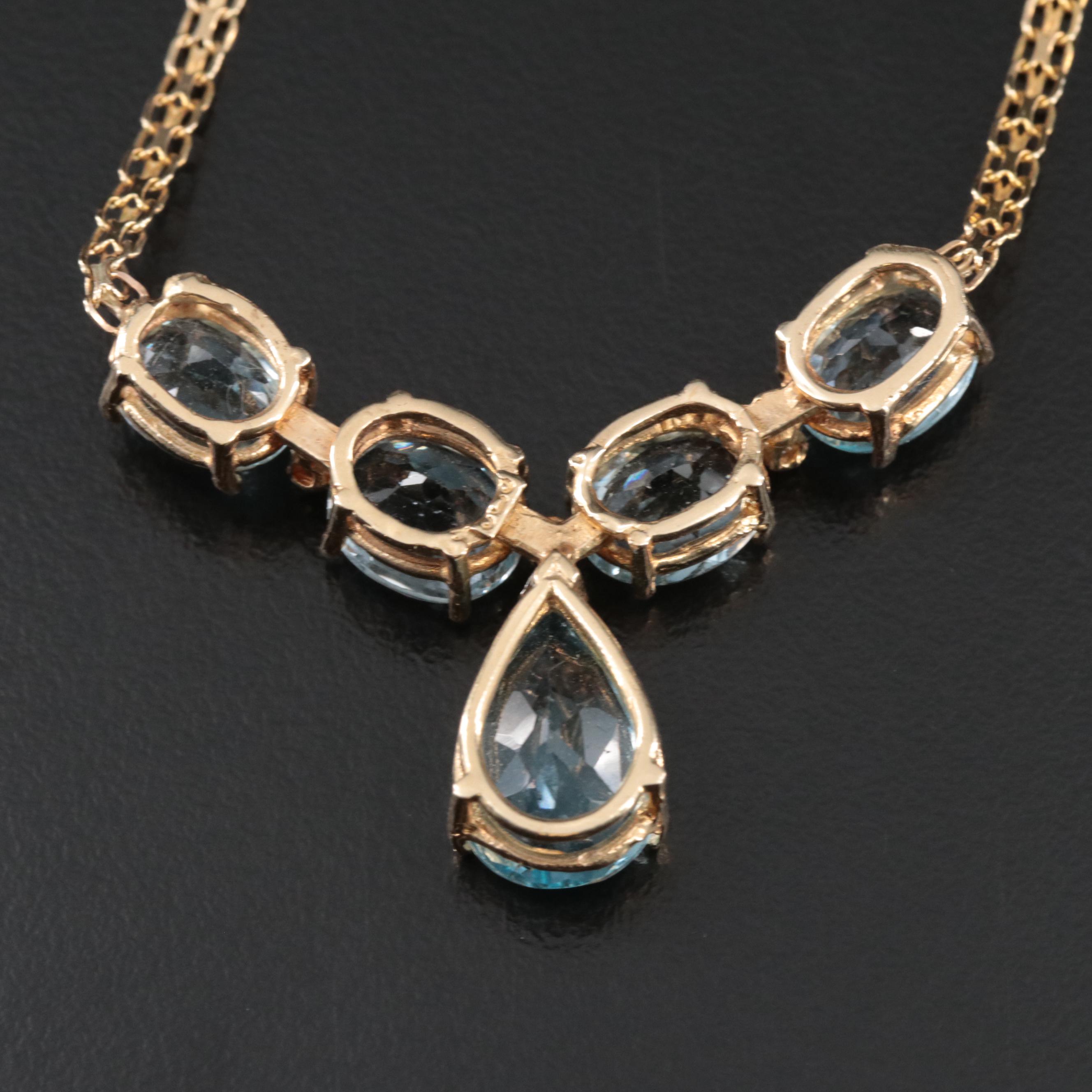 14K Sky Blue Topaz and Diamond Necklace