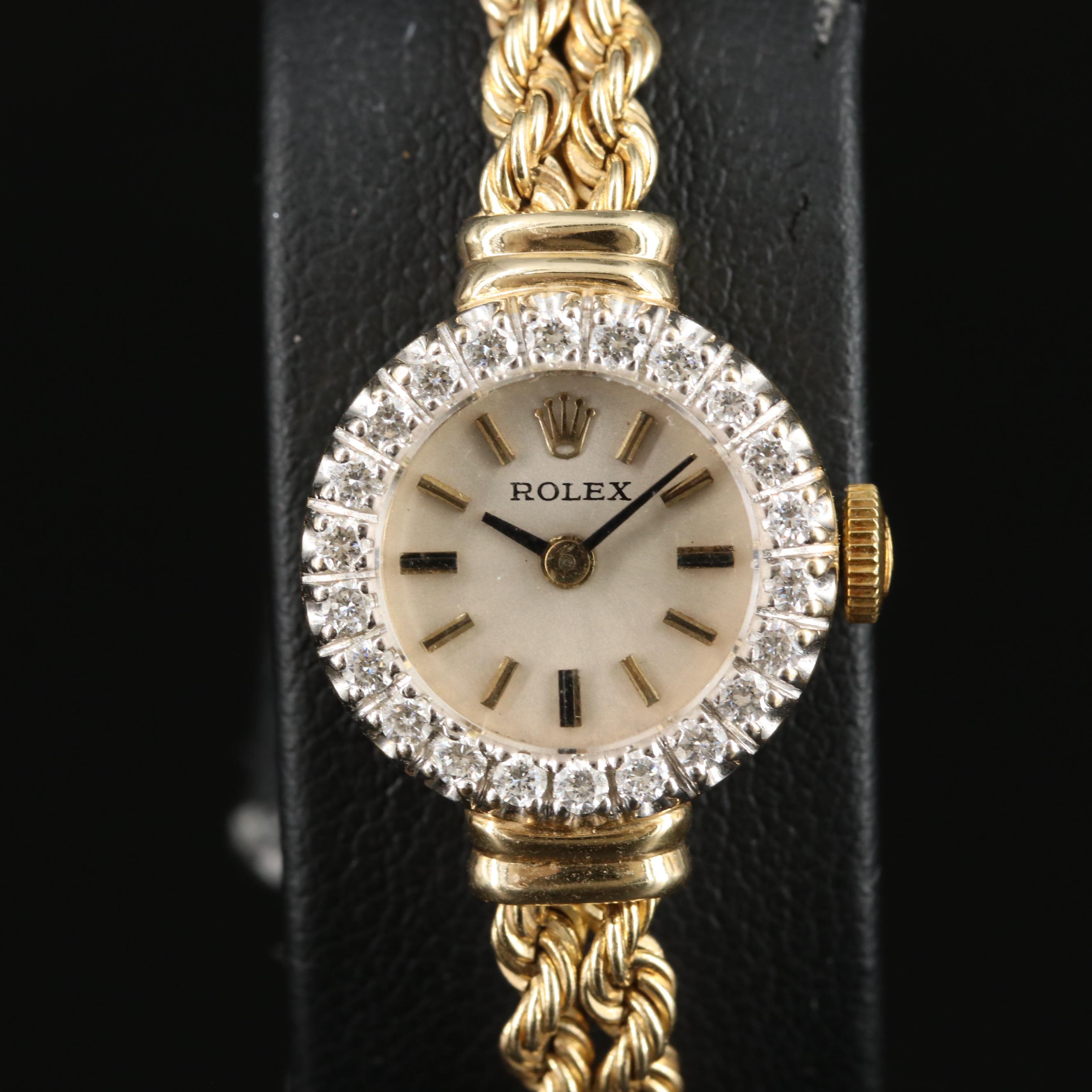 14K Rolex Vintage Diamond Cocktail Watch
