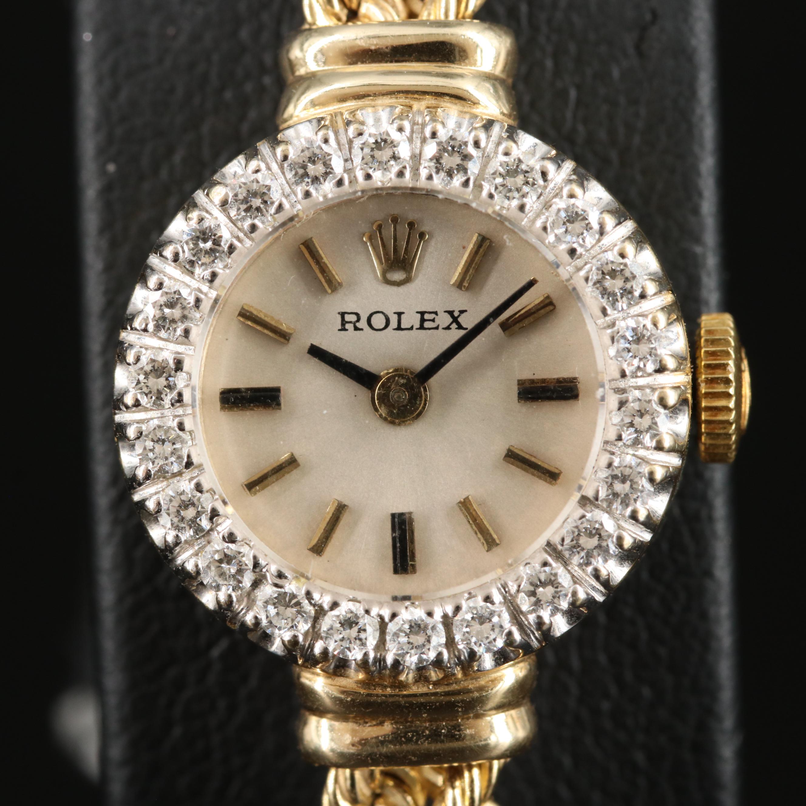14K Rolex Vintage Diamond Cocktail Watch
