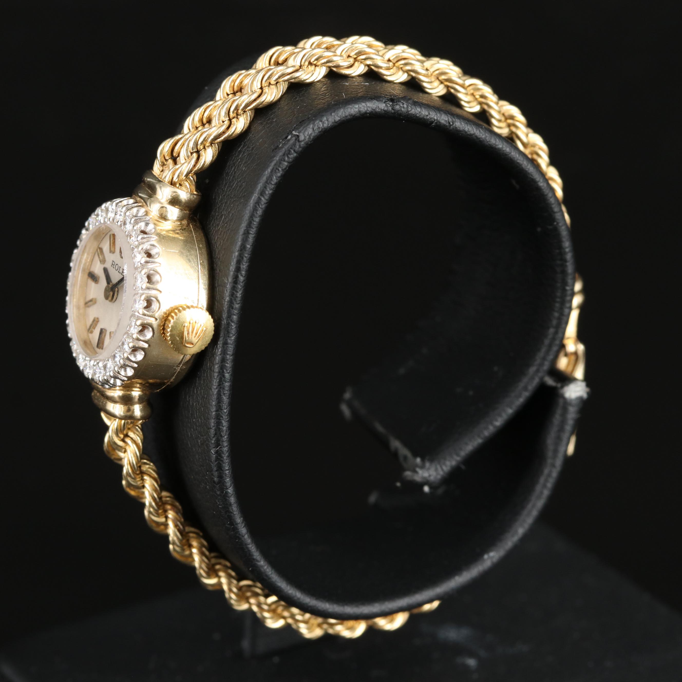 14K Rolex Vintage Diamond Cocktail Watch