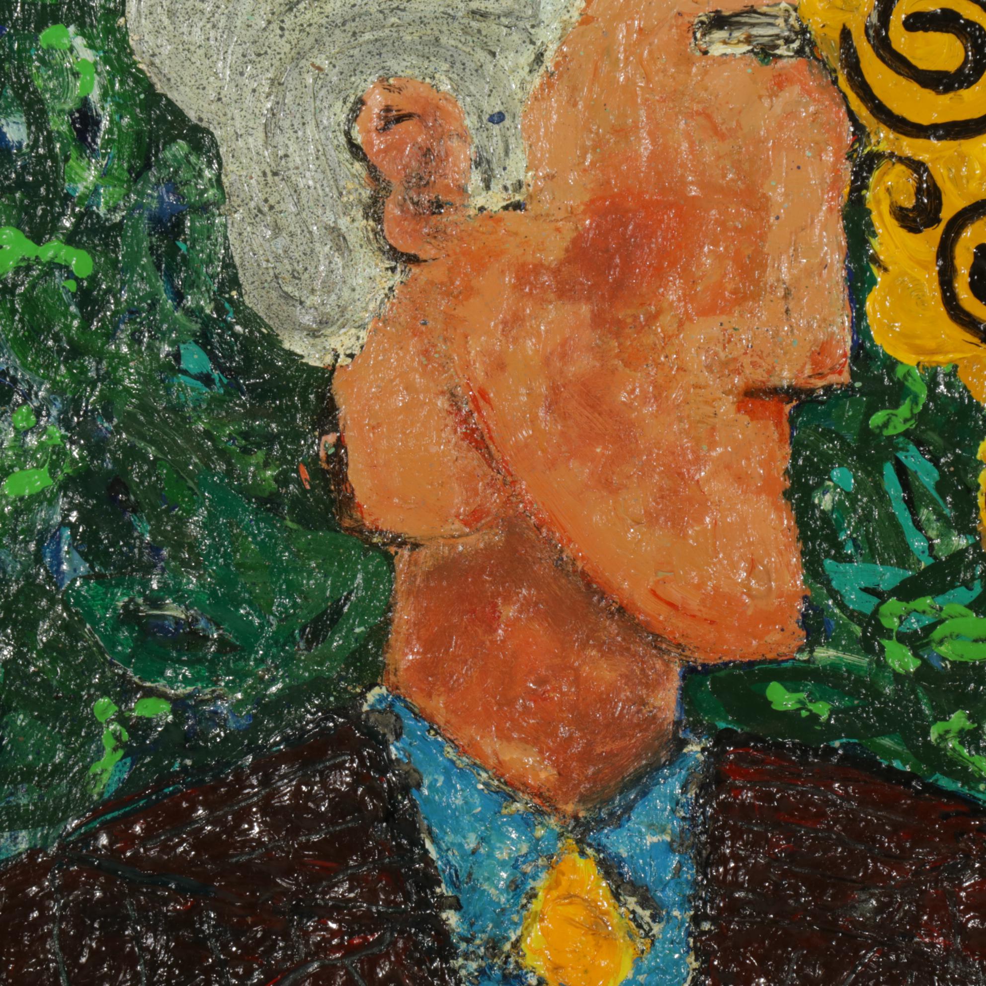 Large-Scale Post-Impressionistic Figural Acrylic Painting, Late 20th Century
