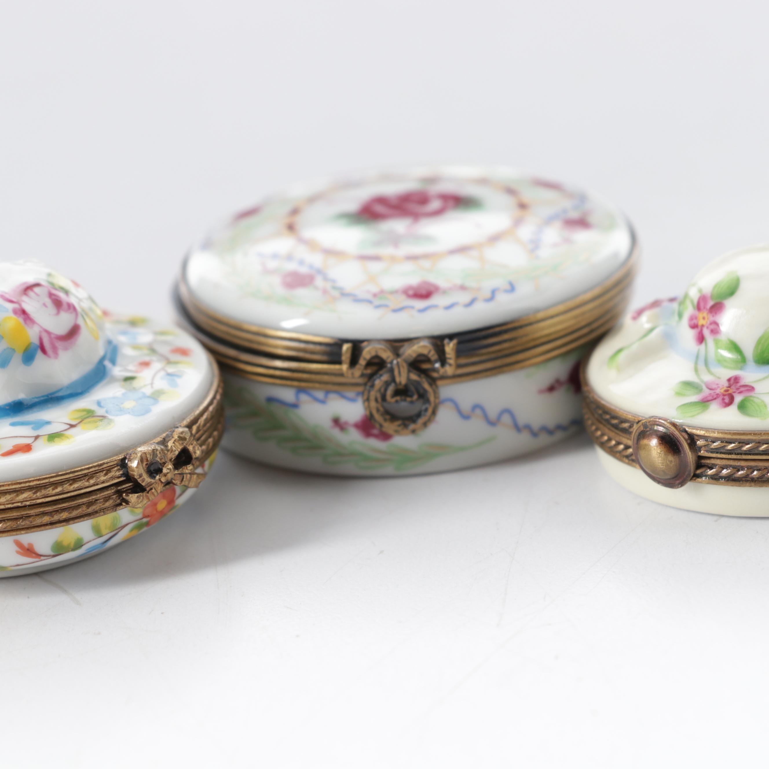 Castel, Chamart, and Other French Limoges Porcelain Trinket Boxes