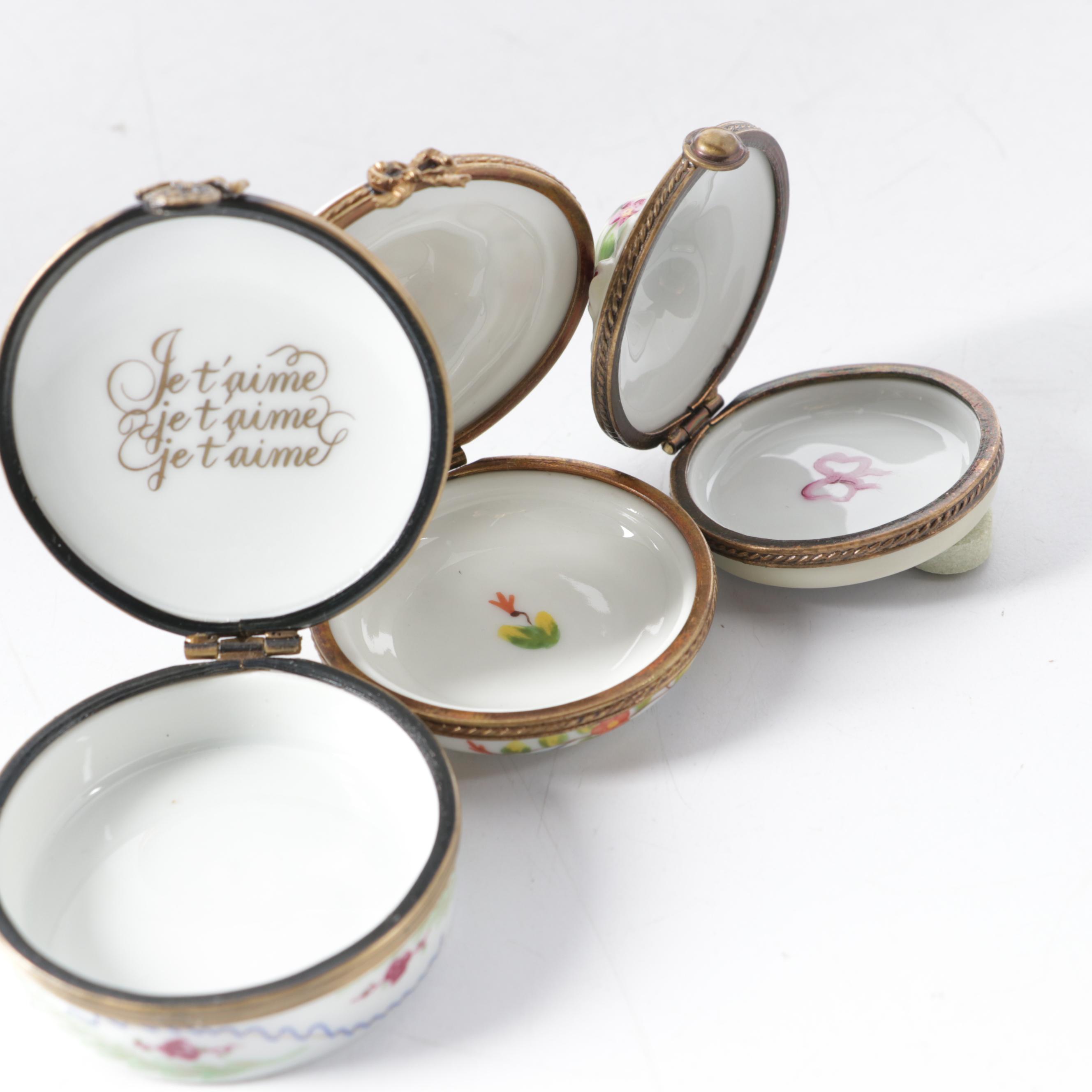 Castel, Chamart, and Other French Limoges Porcelain Trinket Boxes