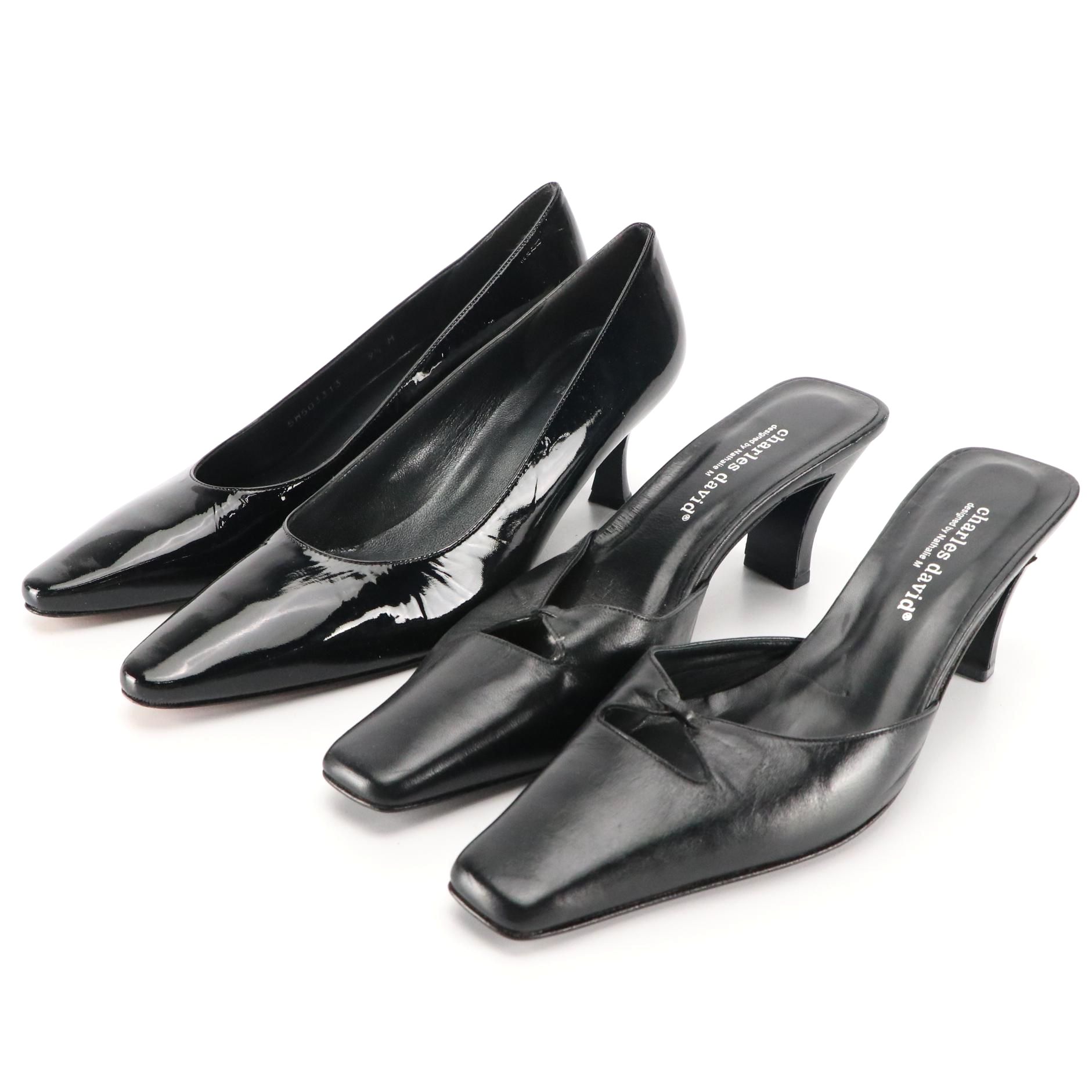 stuart weitzman black leather pumps