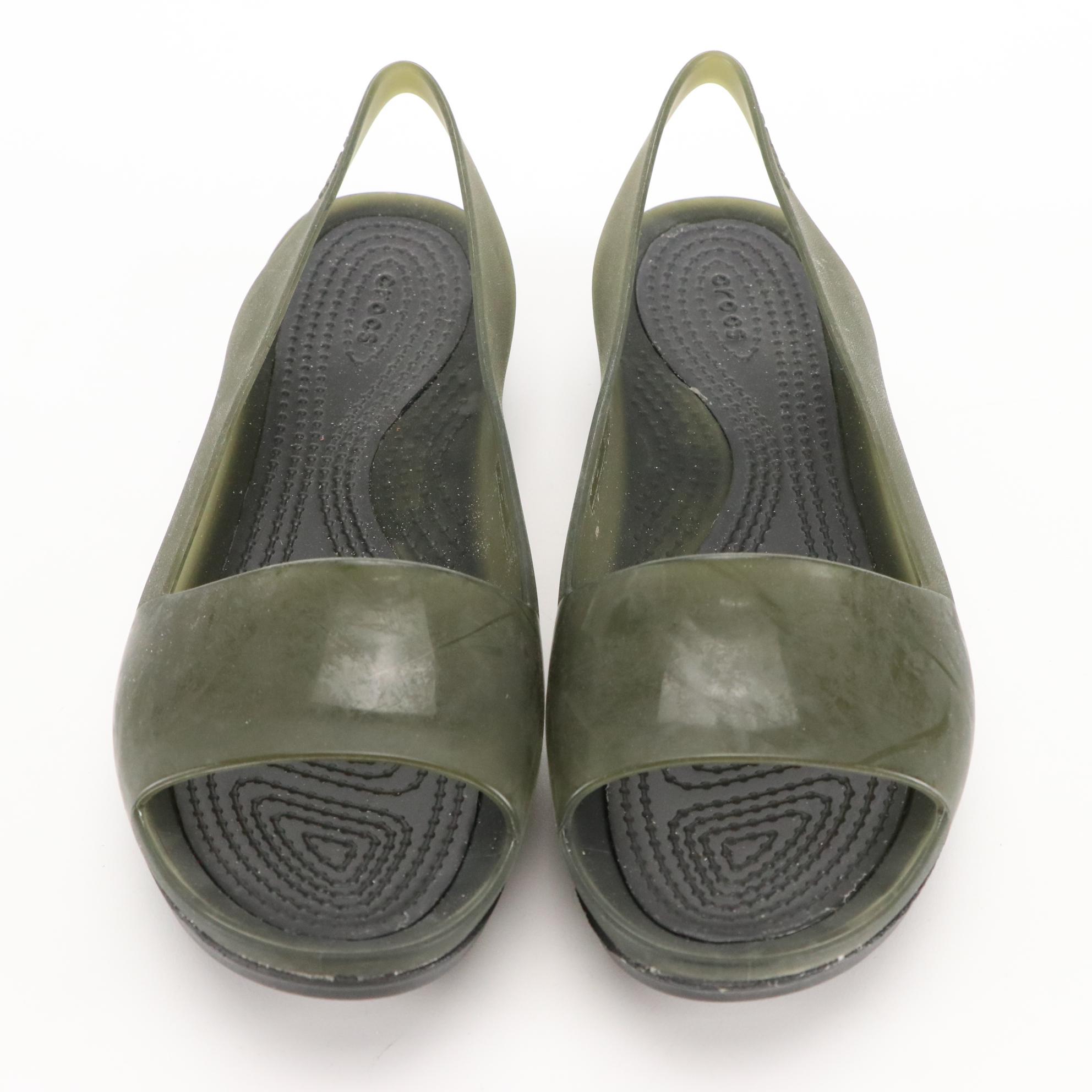 Crocs Women's Canvas Loafers, Slip-Ons and Olive Slingback Jelly Sandals