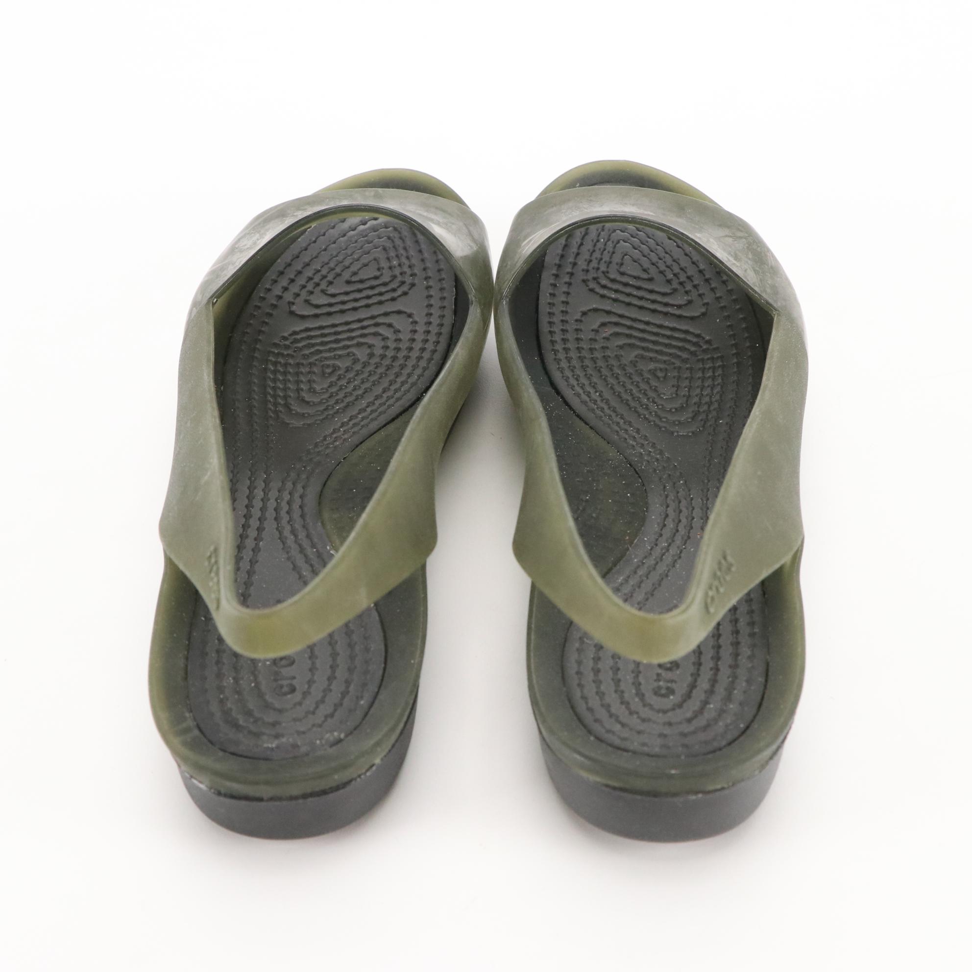 Crocs Women's Canvas Loafers, Slip-Ons and Olive Slingback Jelly Sandals