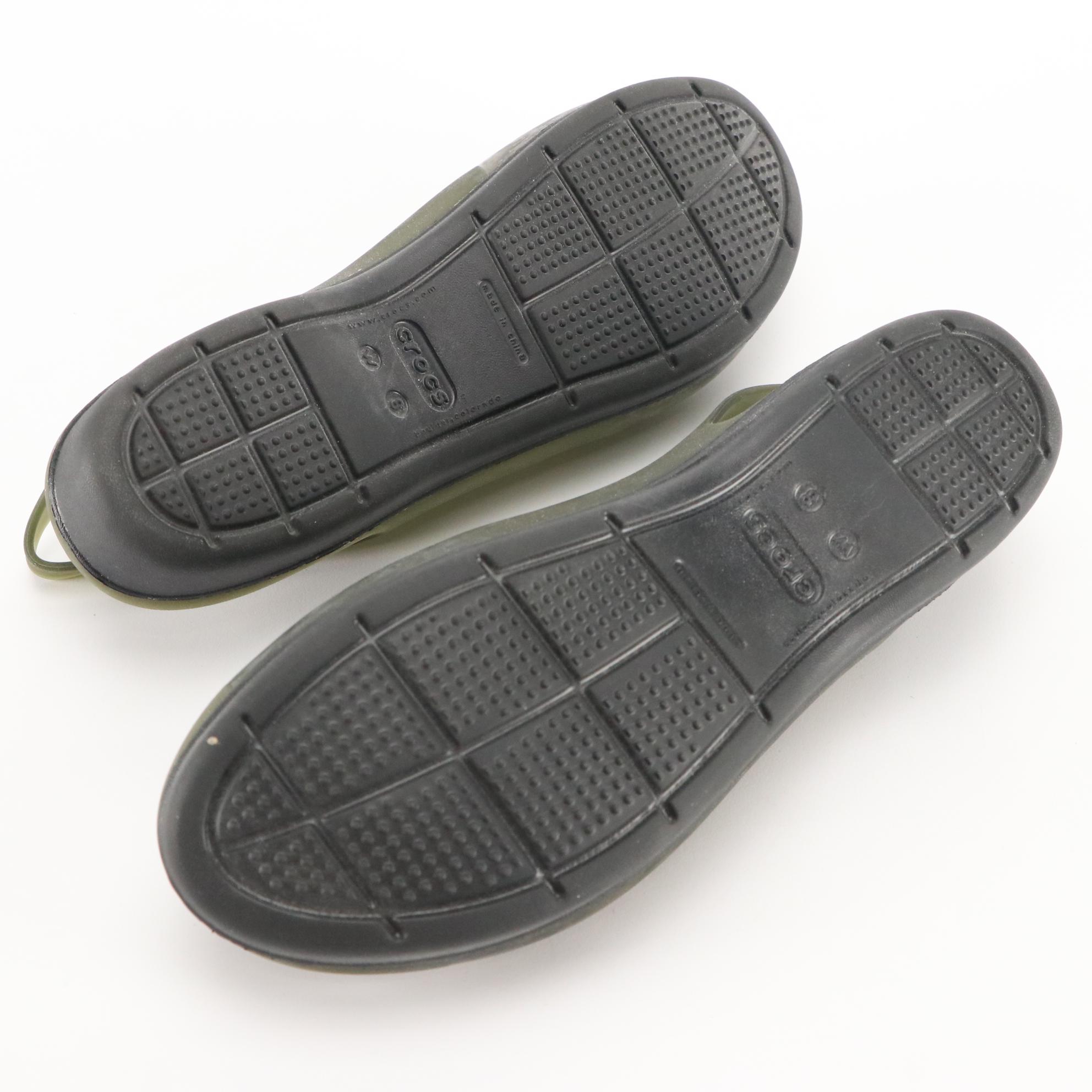 Crocs Women's Canvas Loafers, Slip-Ons and Olive Slingback Jelly Sandals