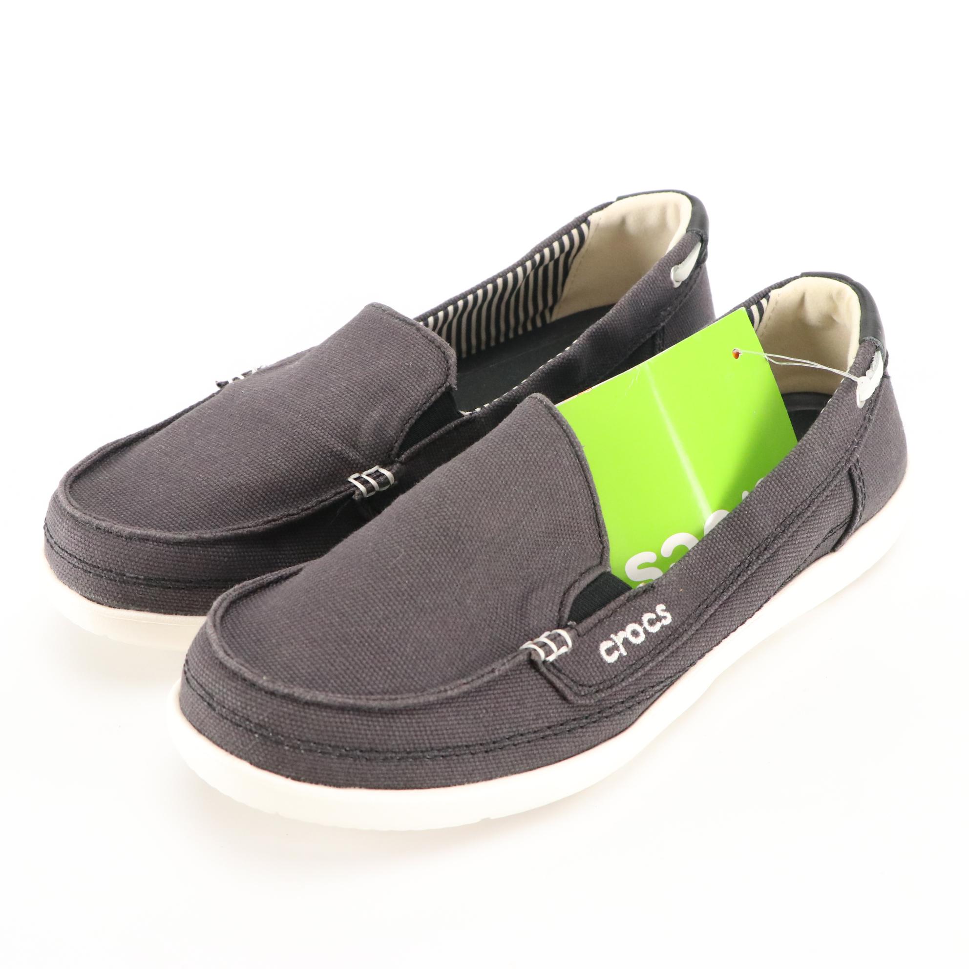 Crocs Women's Canvas Loafers, Slip-Ons and Olive Slingback Jelly Sandals