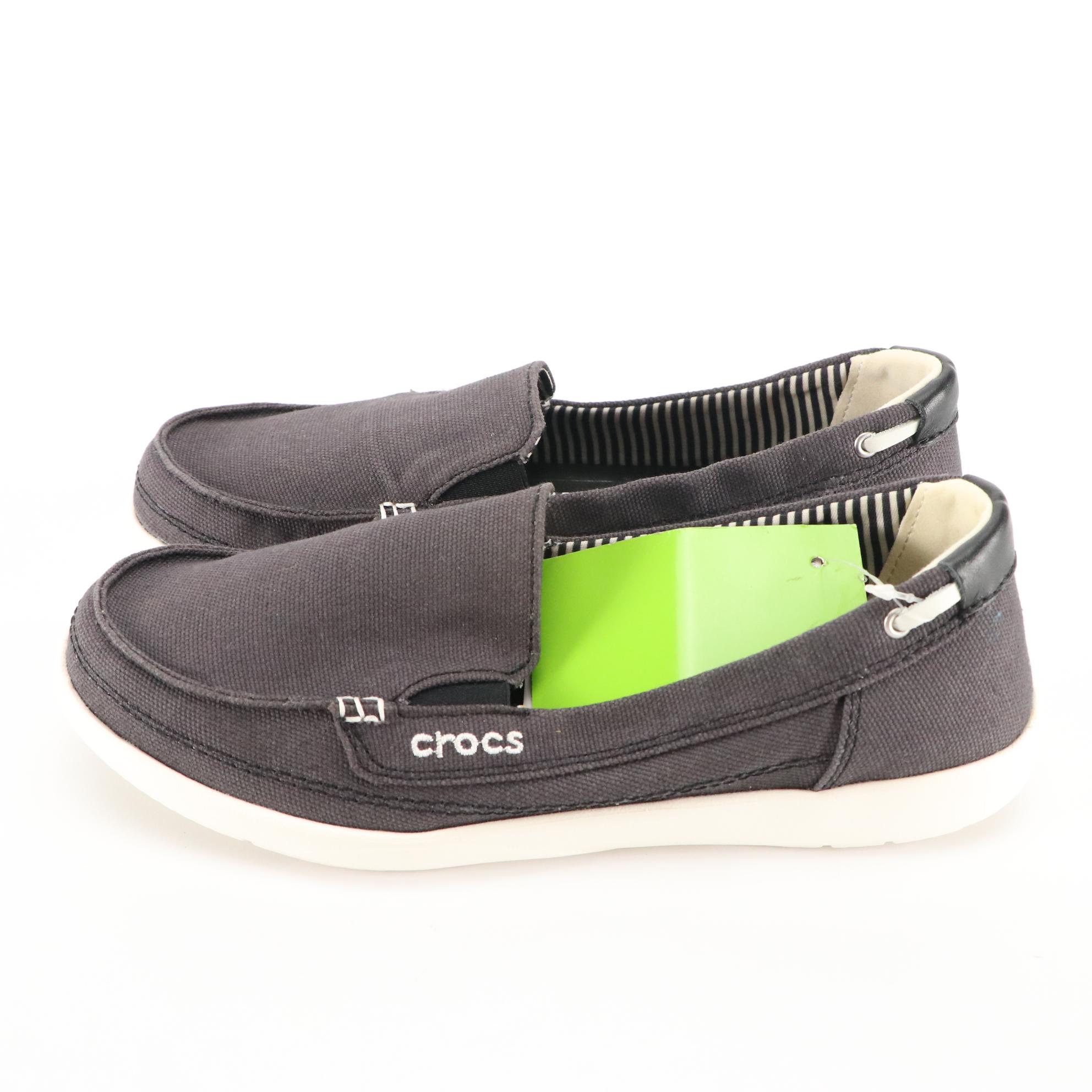 Crocs Women's Canvas Loafers, Slip-Ons and Olive Slingback Jelly Sandals