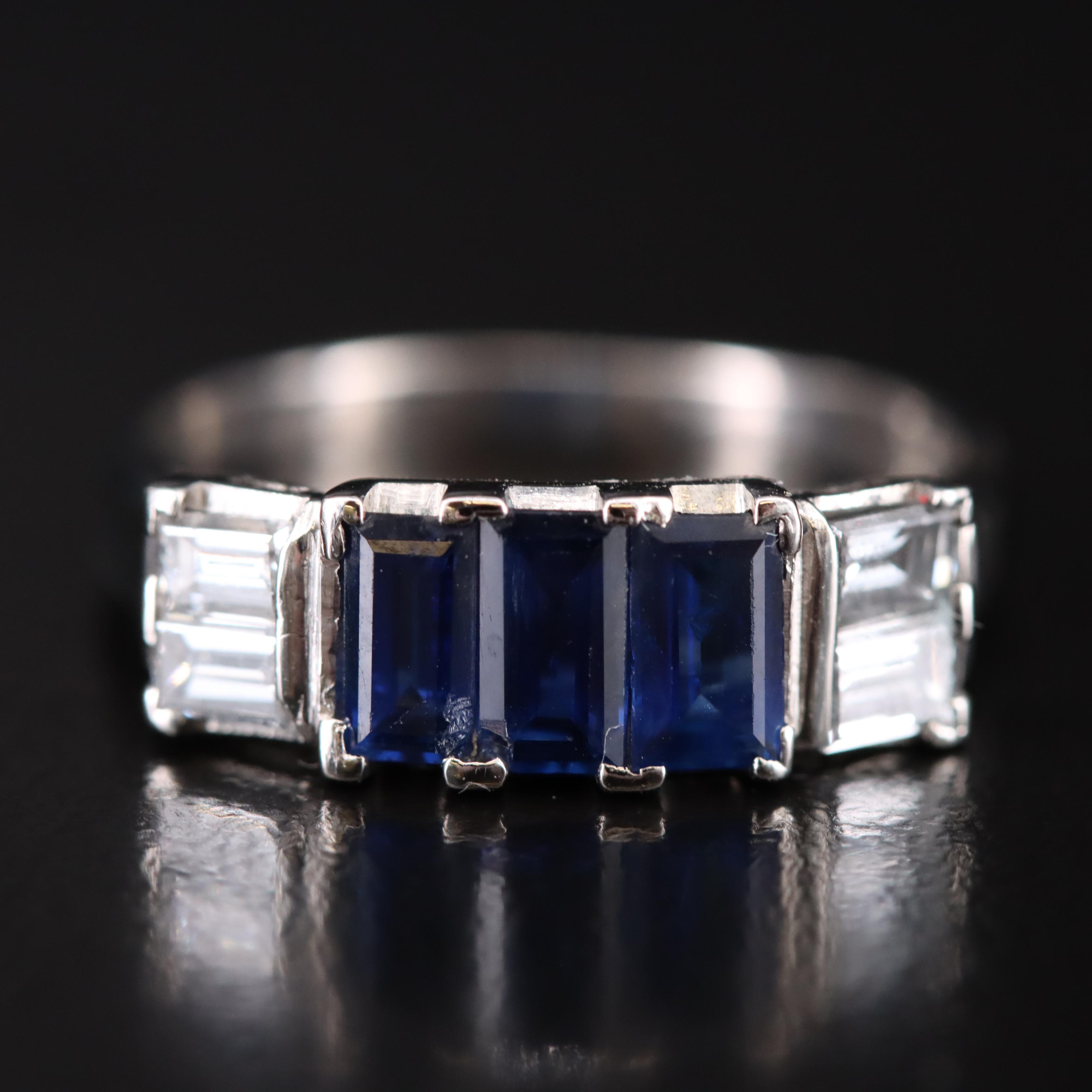 Platinum Sapphire and Diamond Ring