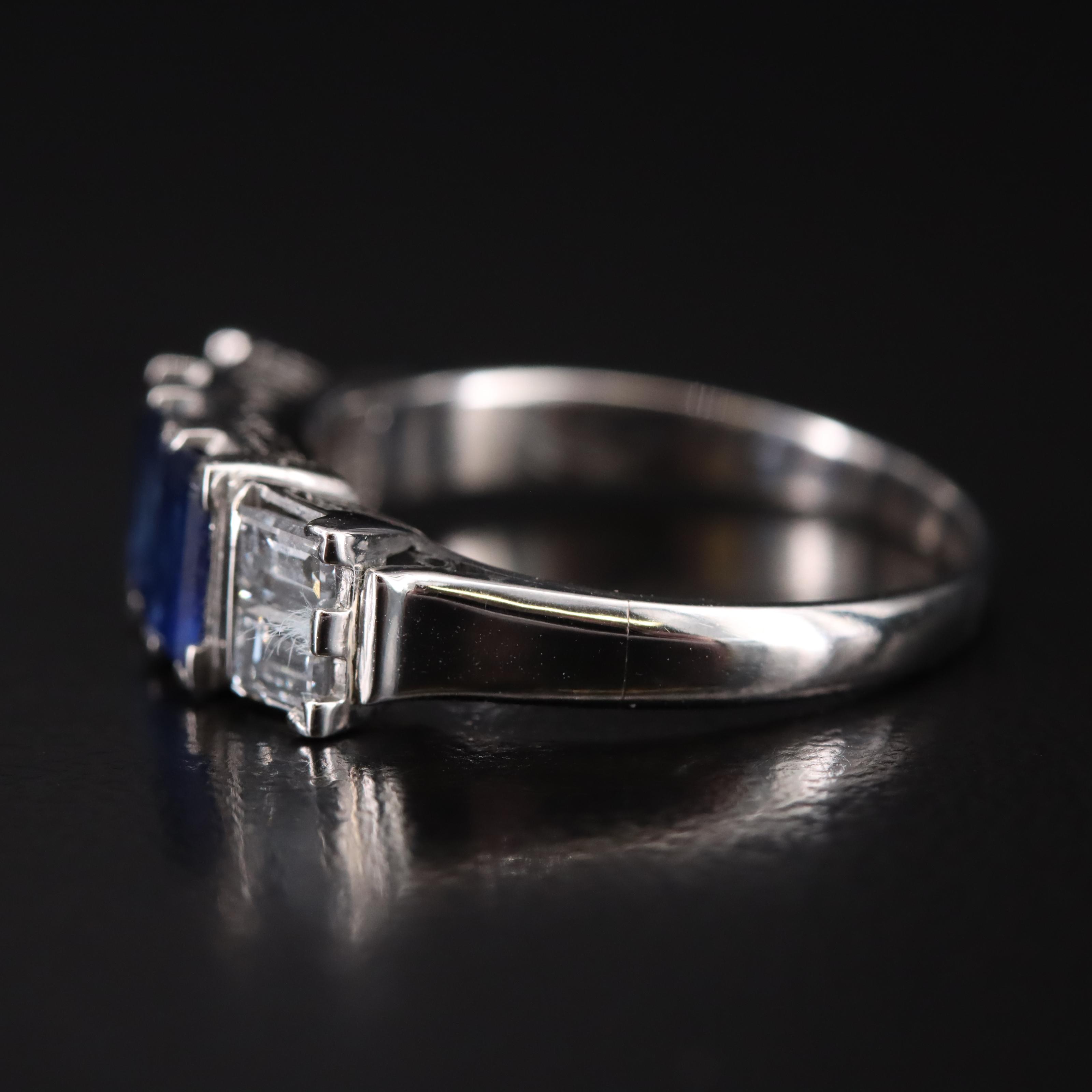 Platinum Sapphire and Diamond Ring