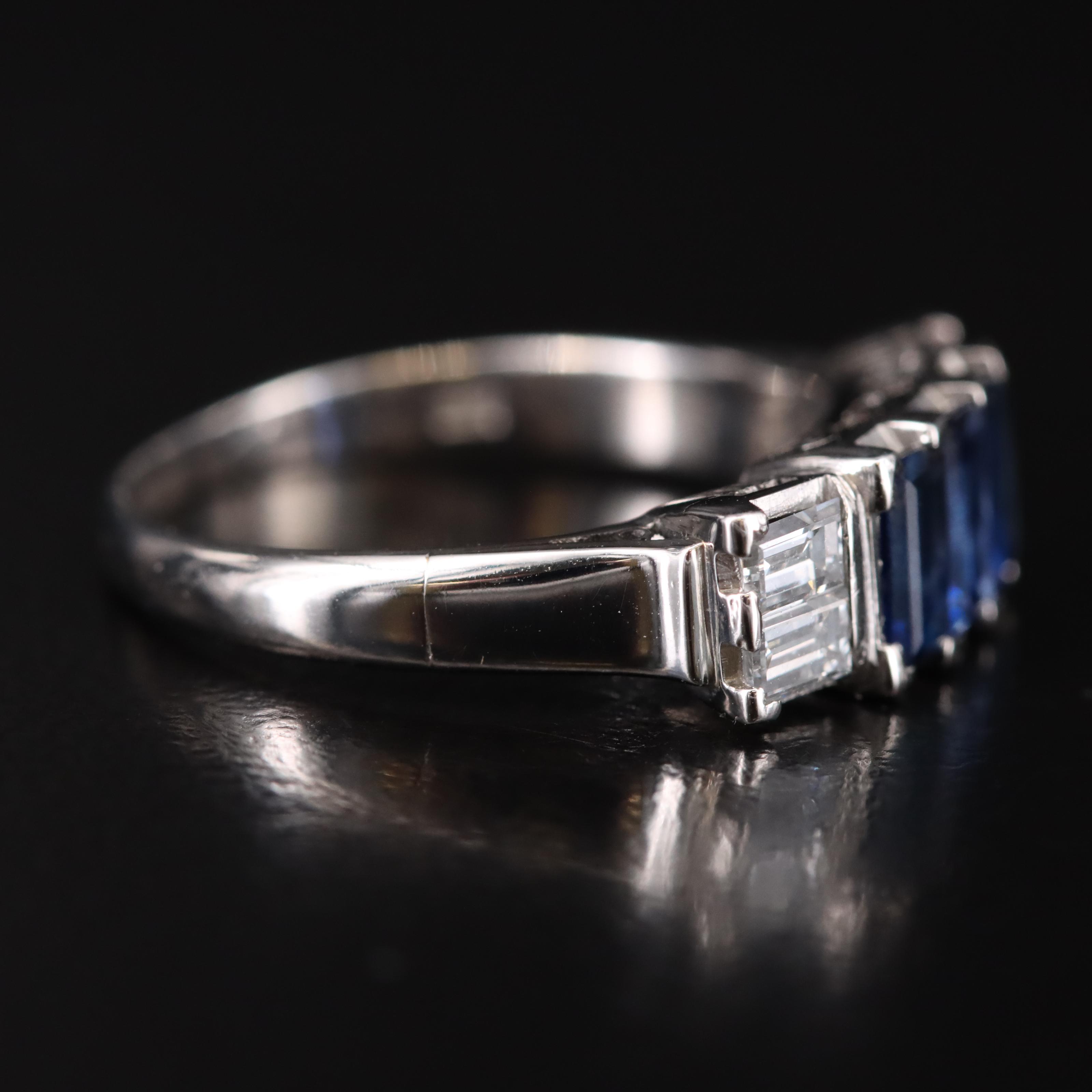 Platinum Sapphire and Diamond Ring