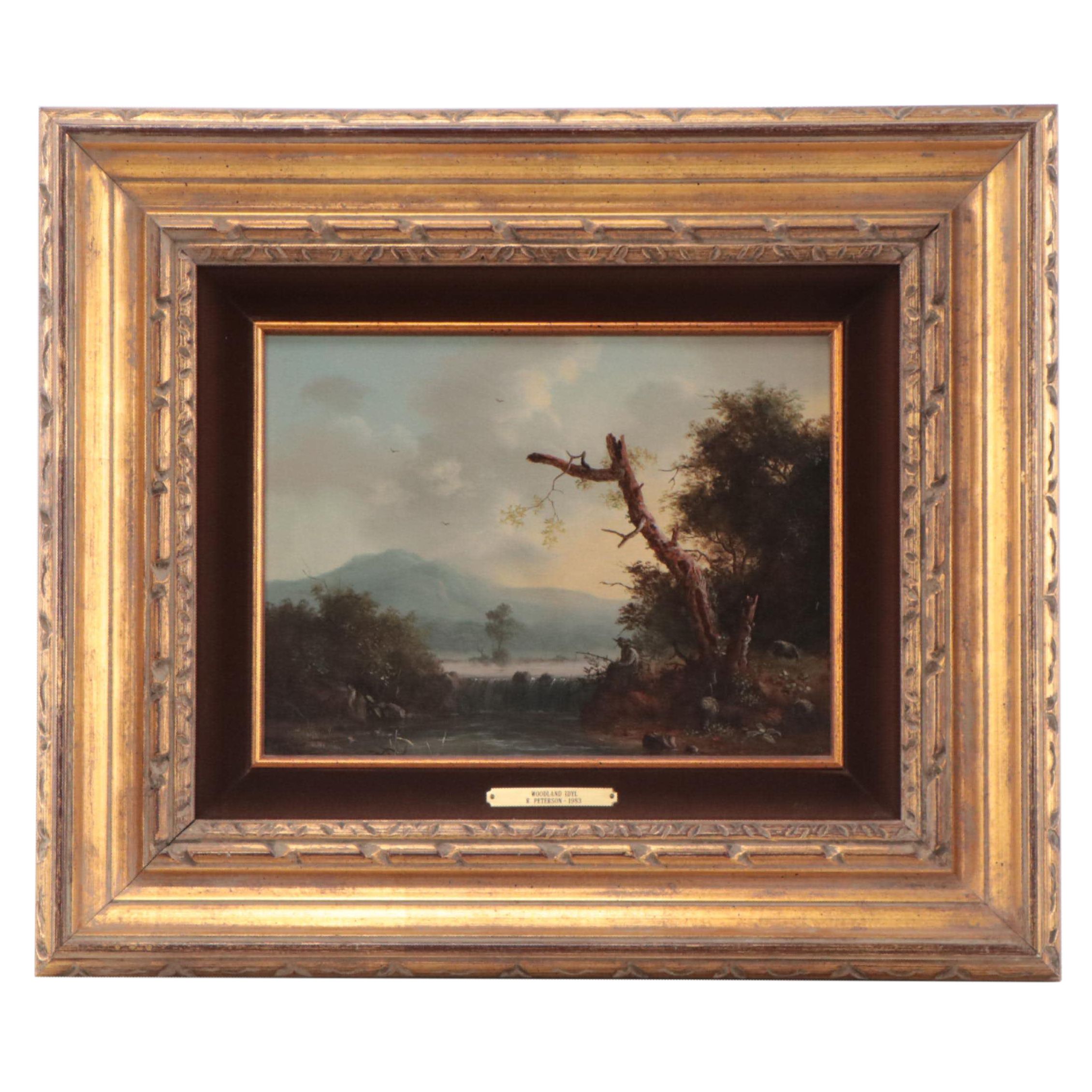 Richard Peterson Oil Painting "Woodland Idyll," 1983