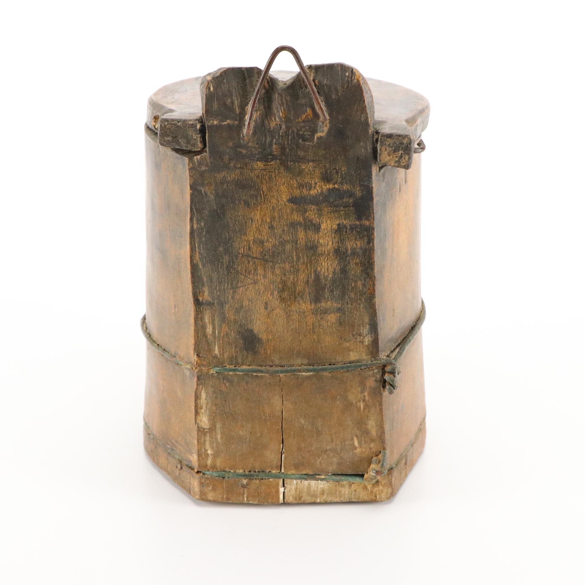 Primtive Wood Wall Hanging Salt Box, 19th Century