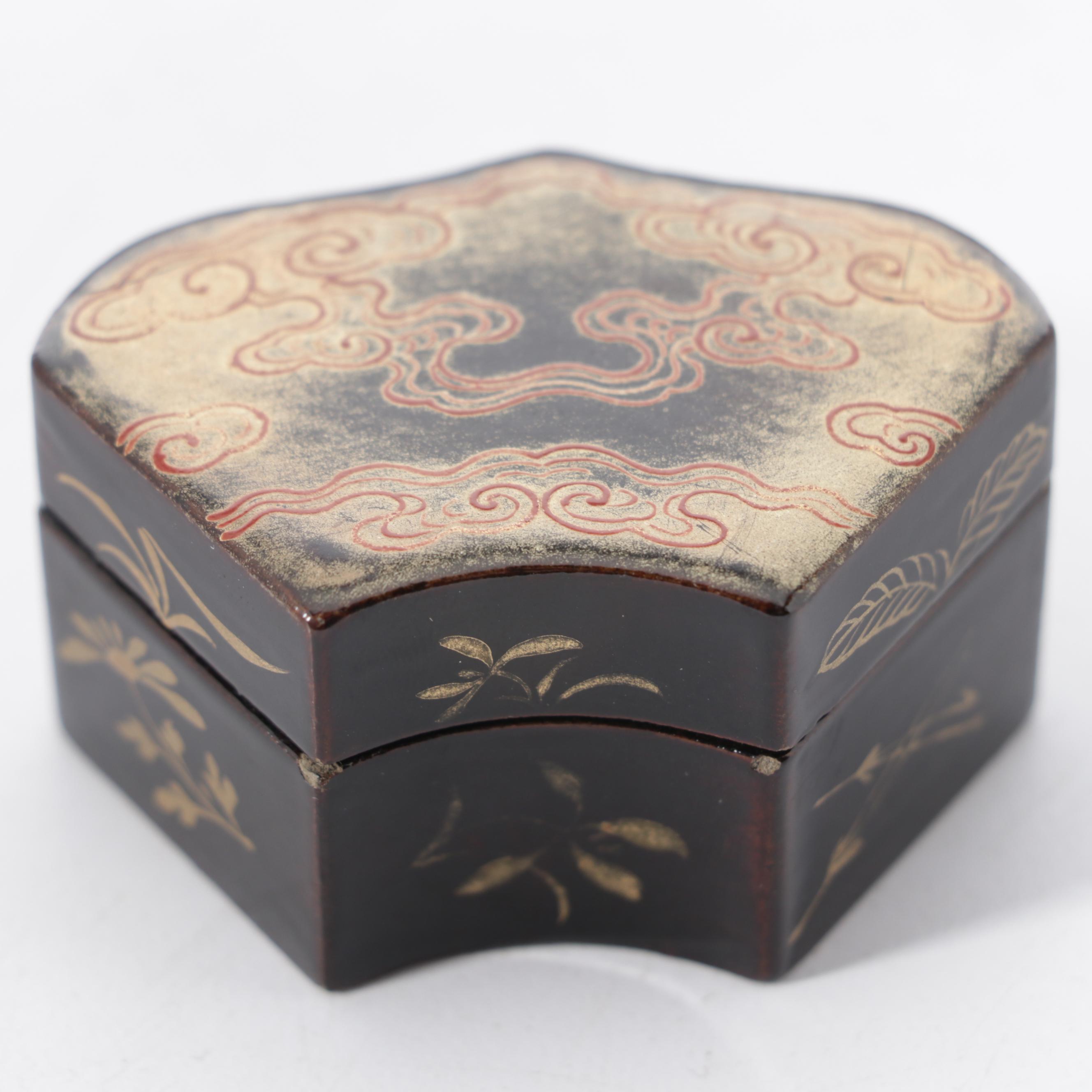 Limoges Japanese Tea Table Shaped Porcelain Box with Lacquered Box and More