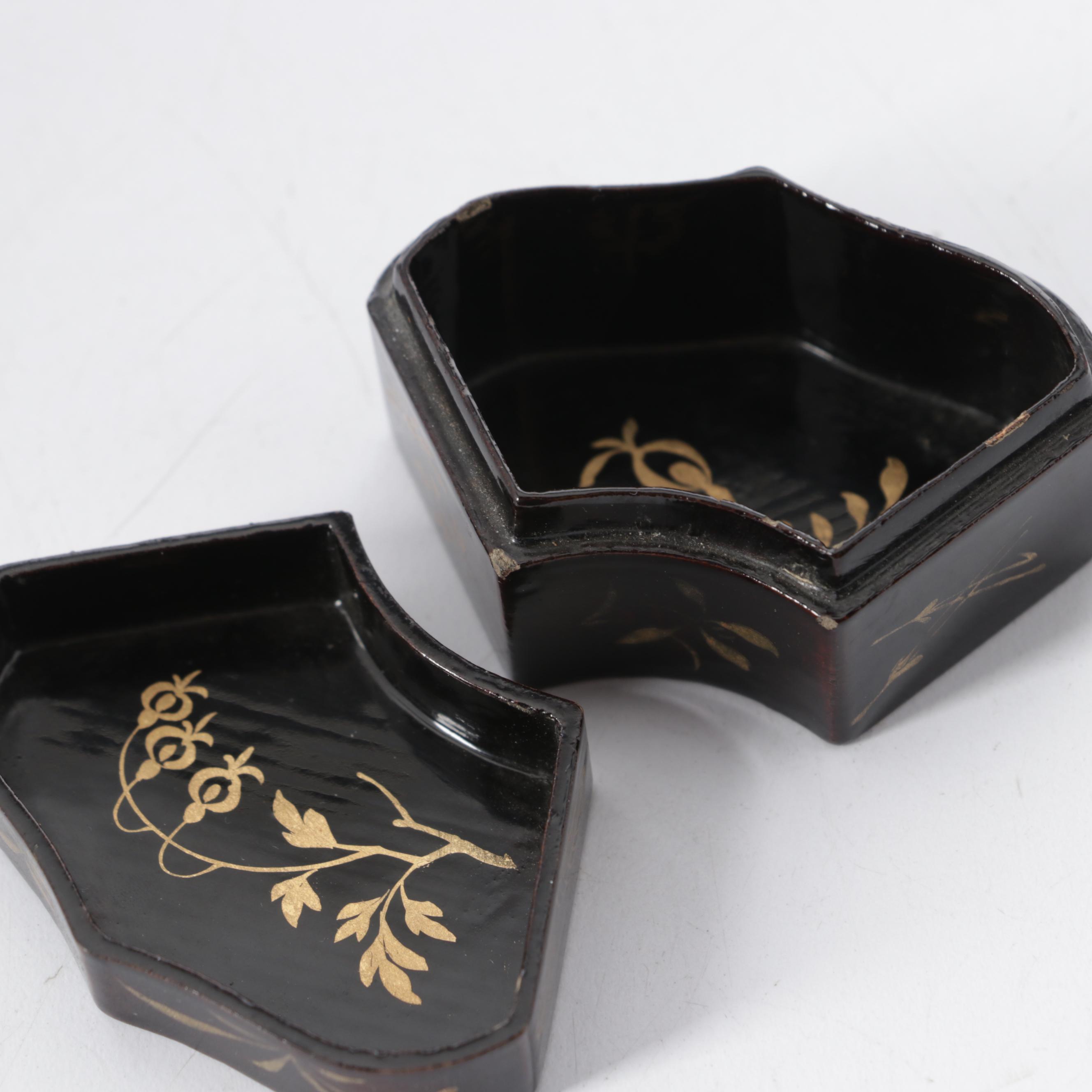 Limoges Japanese Tea Table Shaped Porcelain Box with Lacquered Box and More