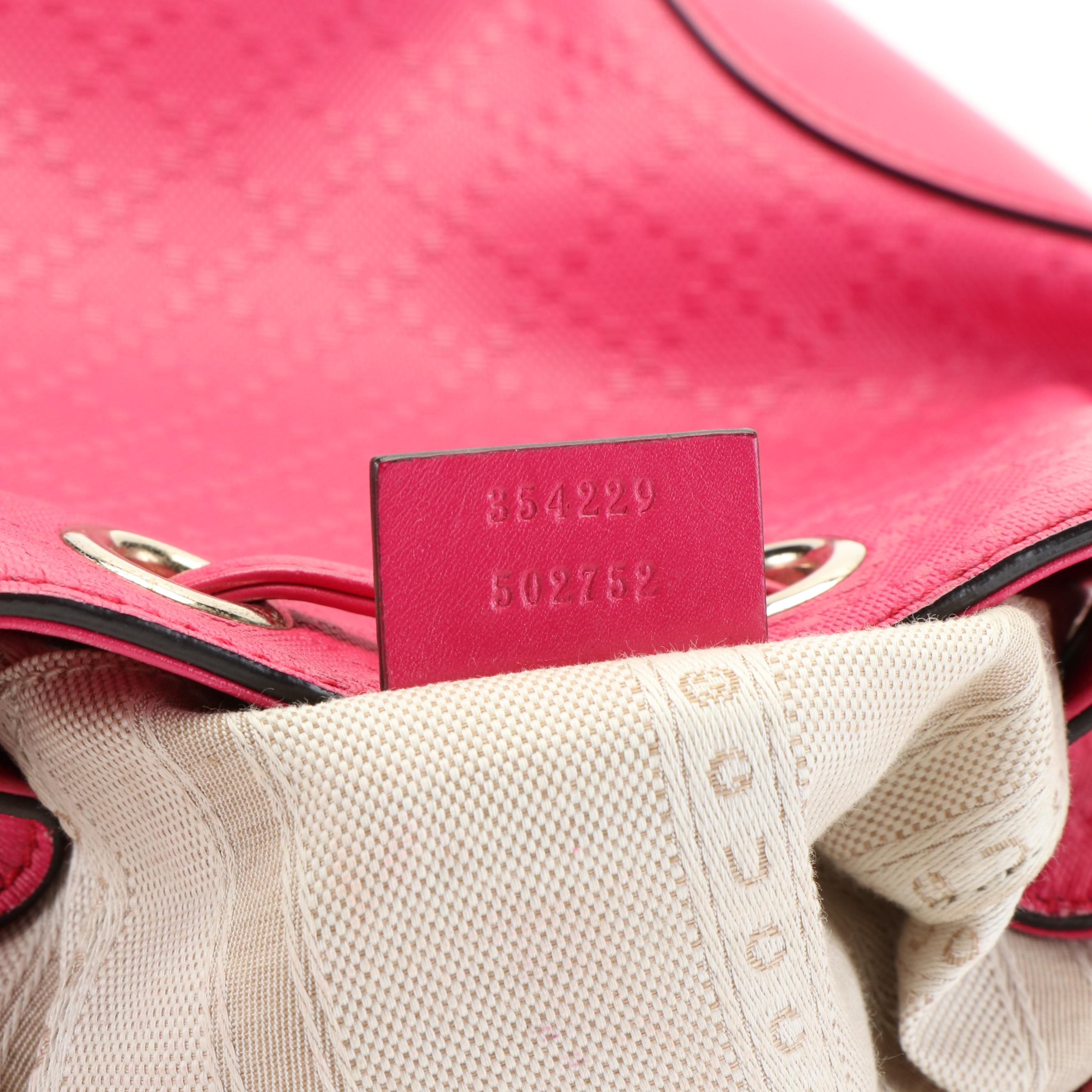 Gucci Drawstring Bucket Bag in Pink Diamante Embossed Leather