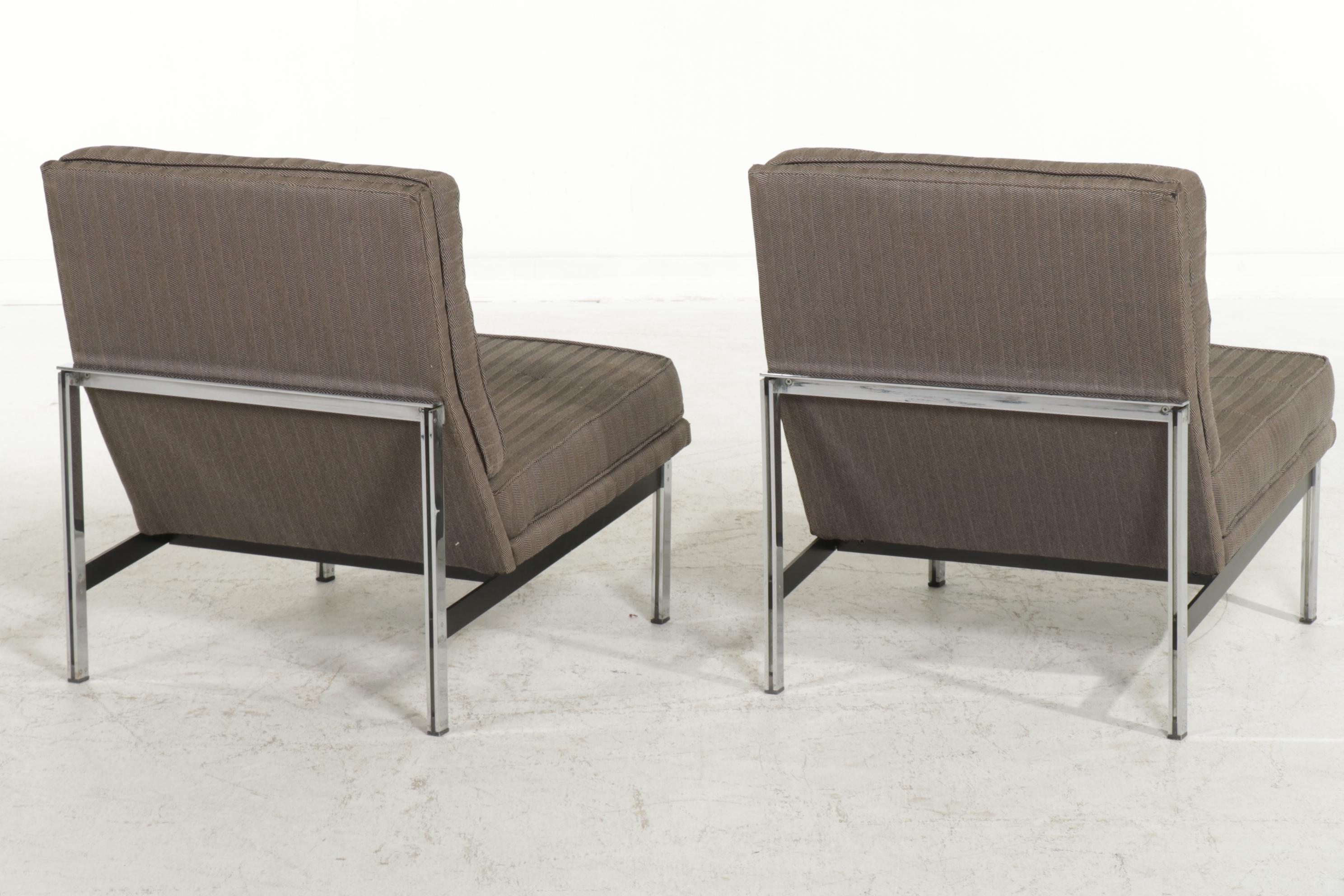 Pair of Florence Knoll Parallel Bar Lounge Chairs