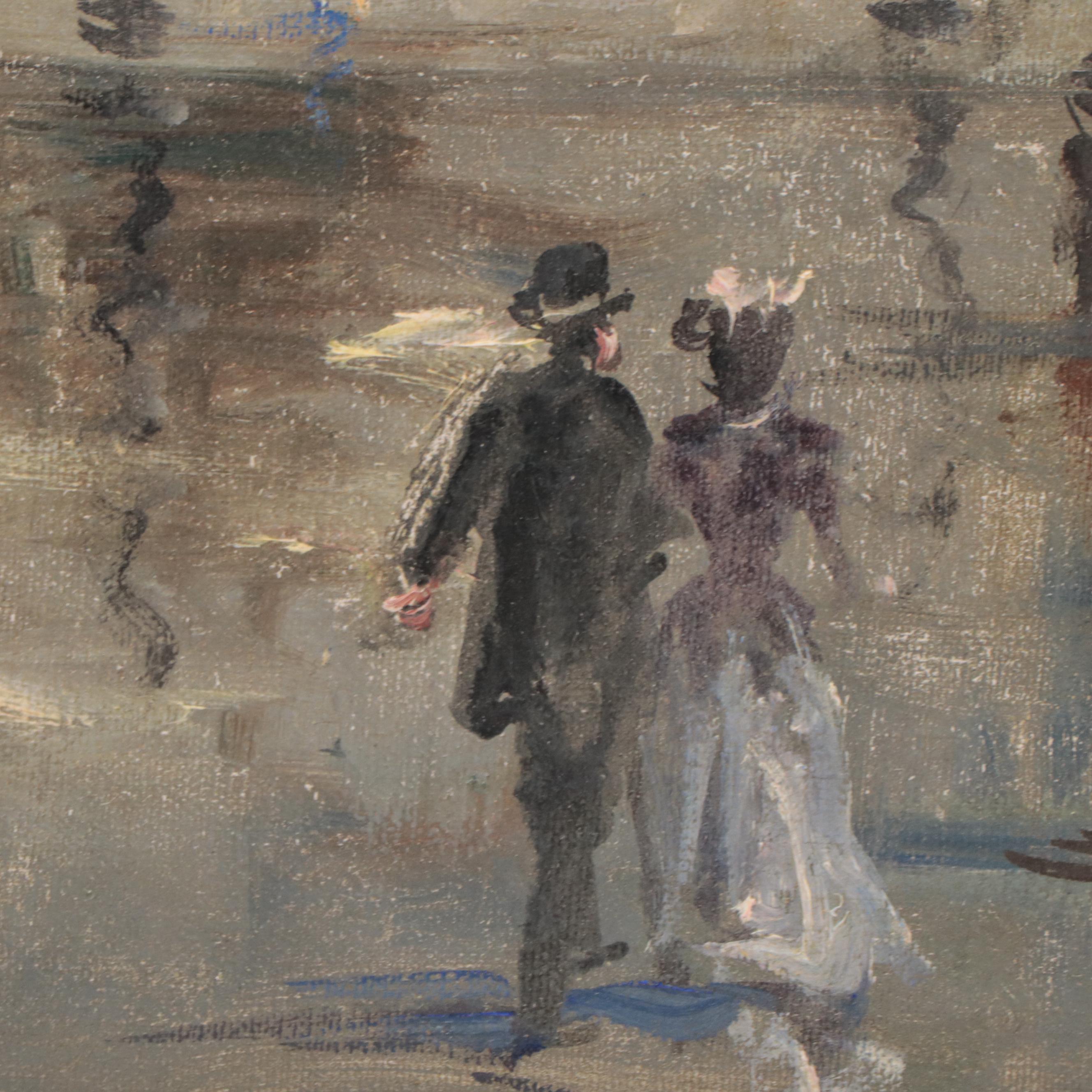 François Gérôme Oil Painting of Woman in Parisian Landscape