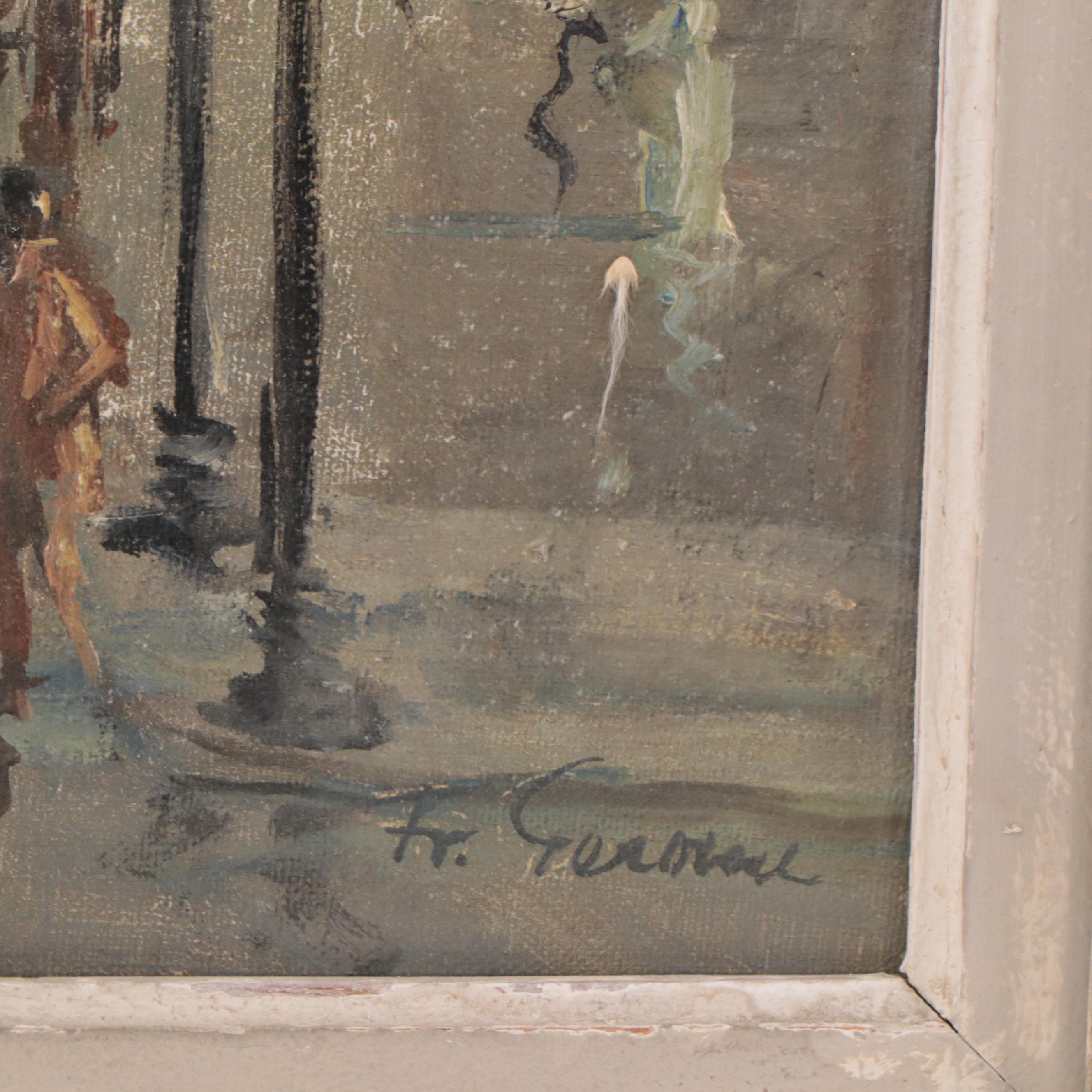 François Gérôme Oil Painting of Woman in Parisian Landscape