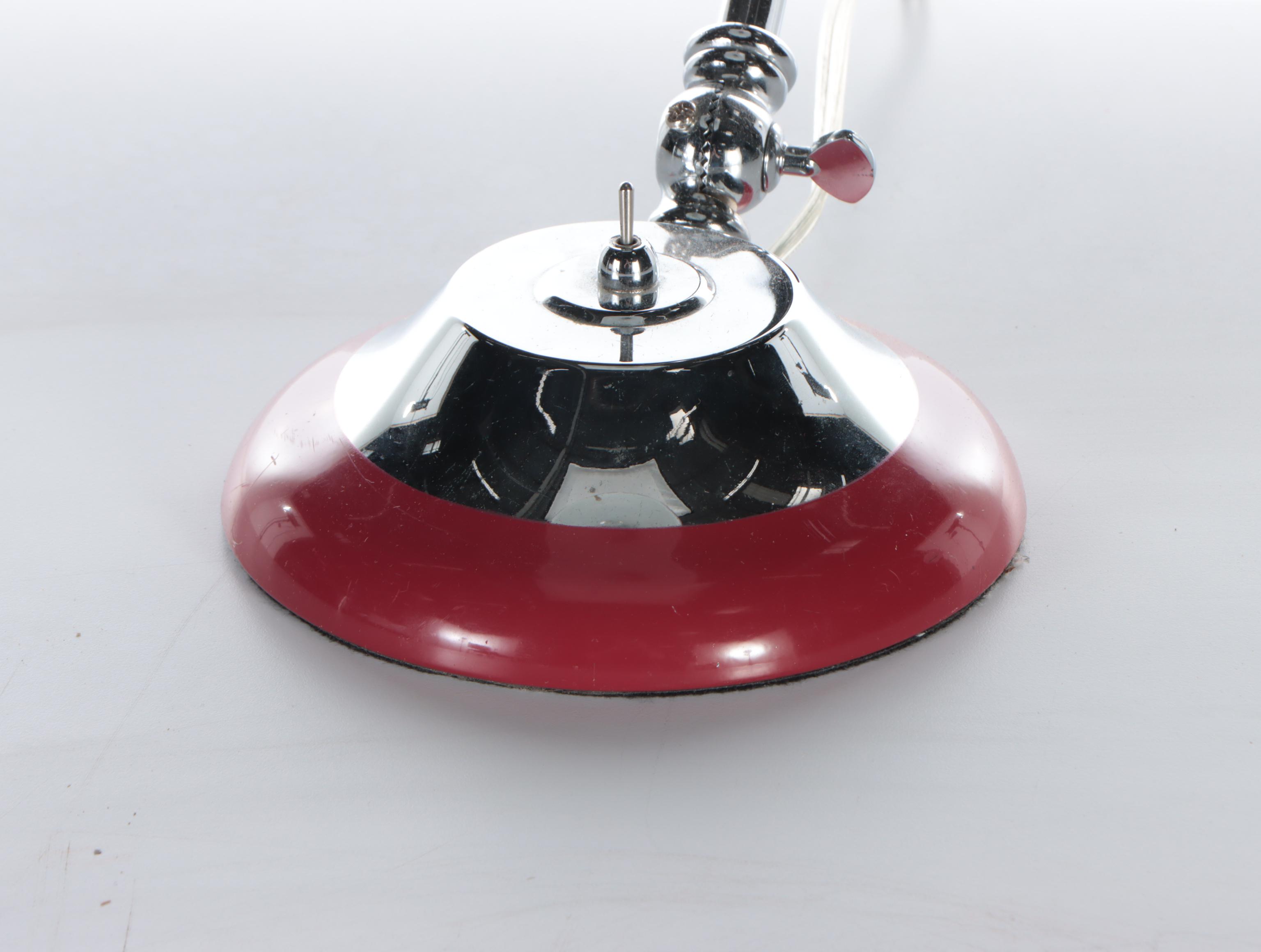 Pottery Barn Red Enamel Desk Lamp, 21st Century