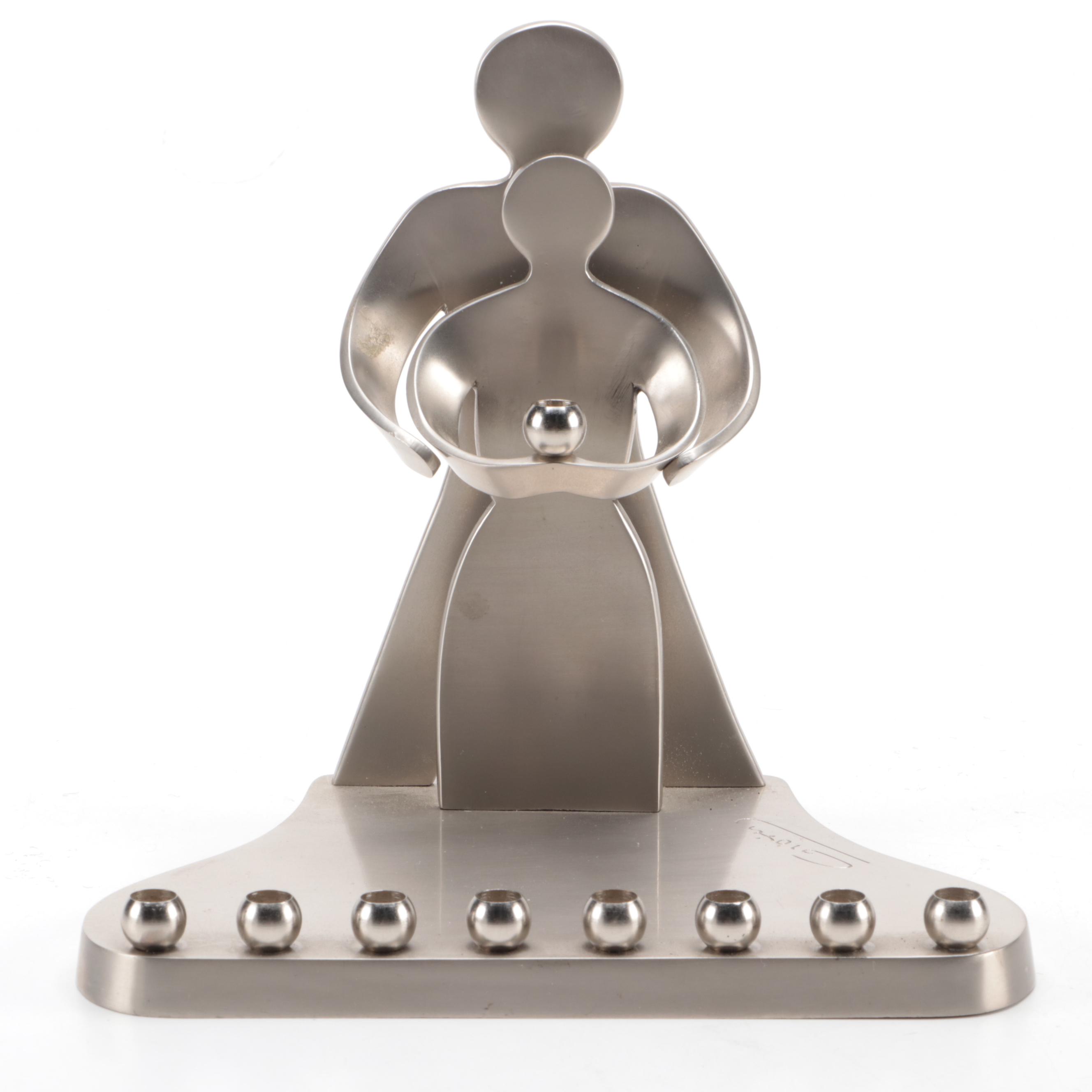 Alef Judaica by Giora "Our Love" Pewter Menorah