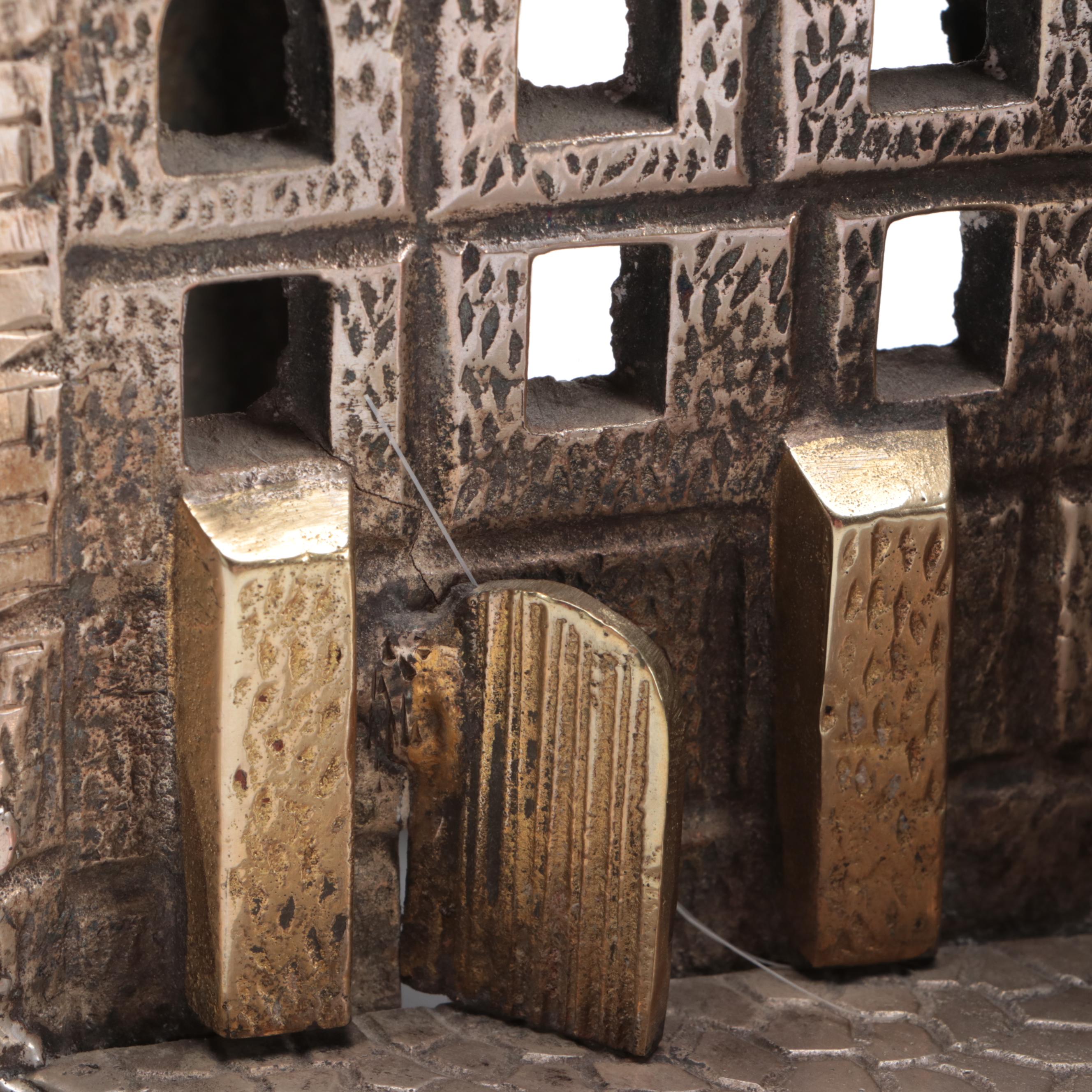 Contemporary Silver Plated Metal Wailing Wall Menorah