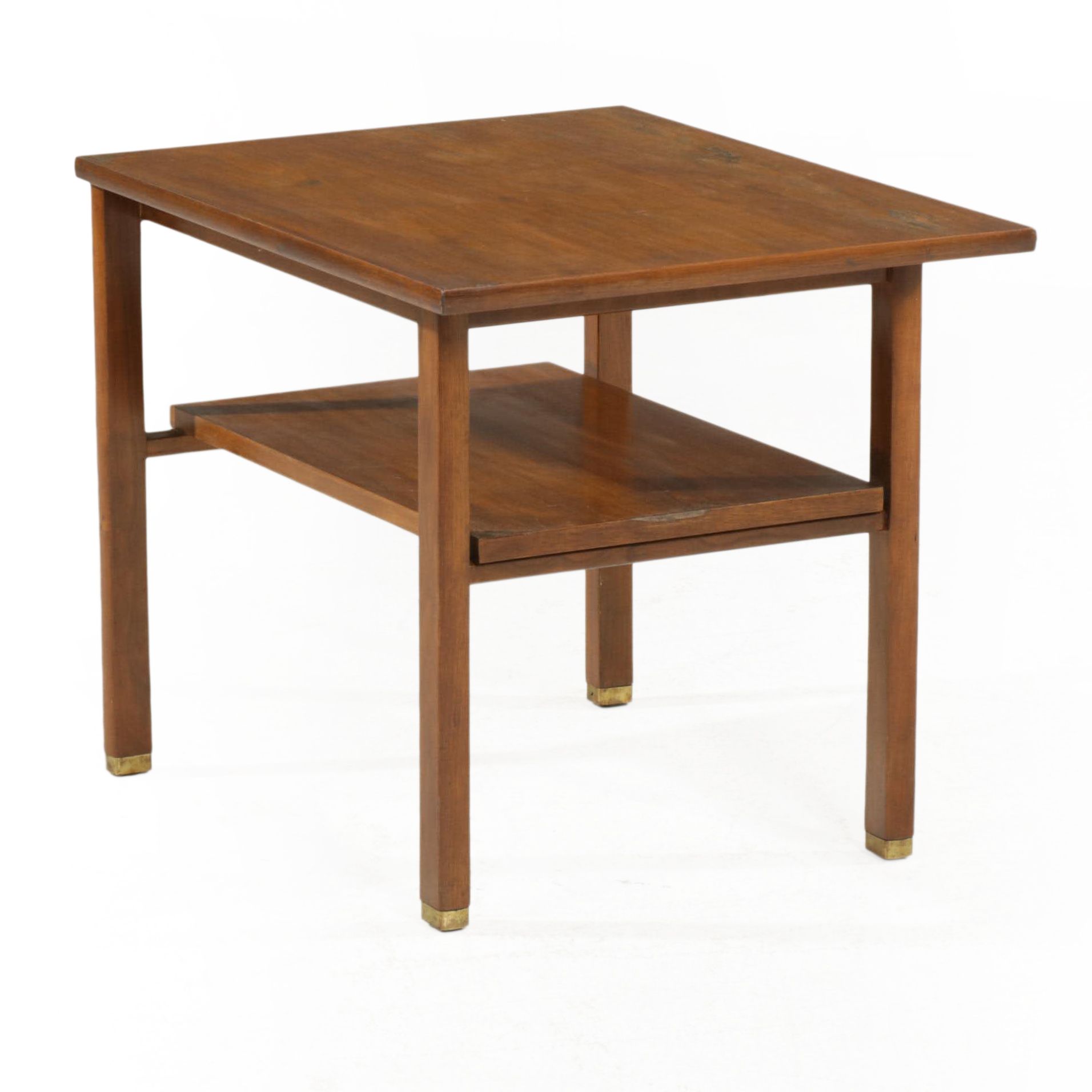 Edward Wormley for Dunbar Mid Century Modern Walnut and Brass Side Table