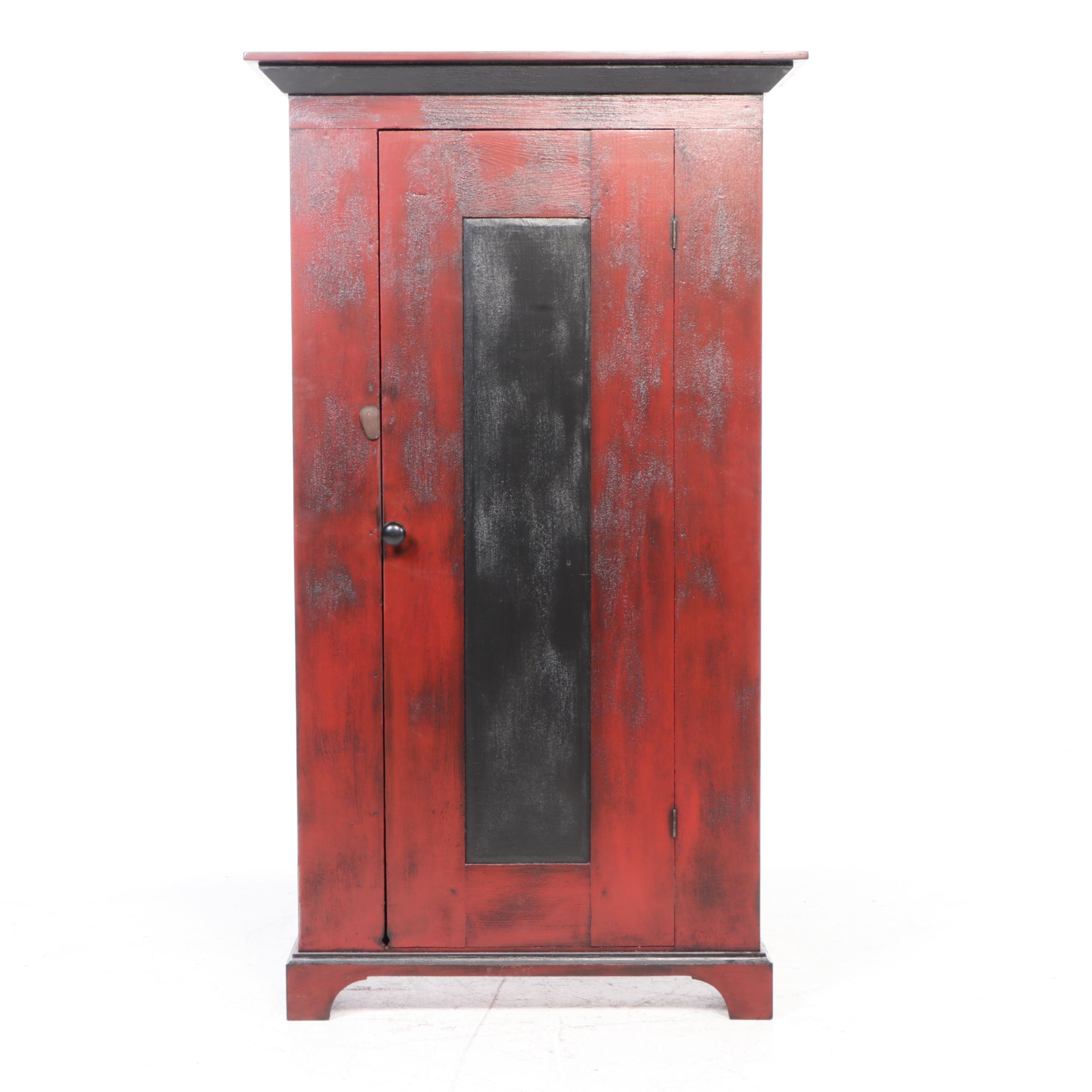 American Primitive Style Paint-Decorated Pine Cabinet