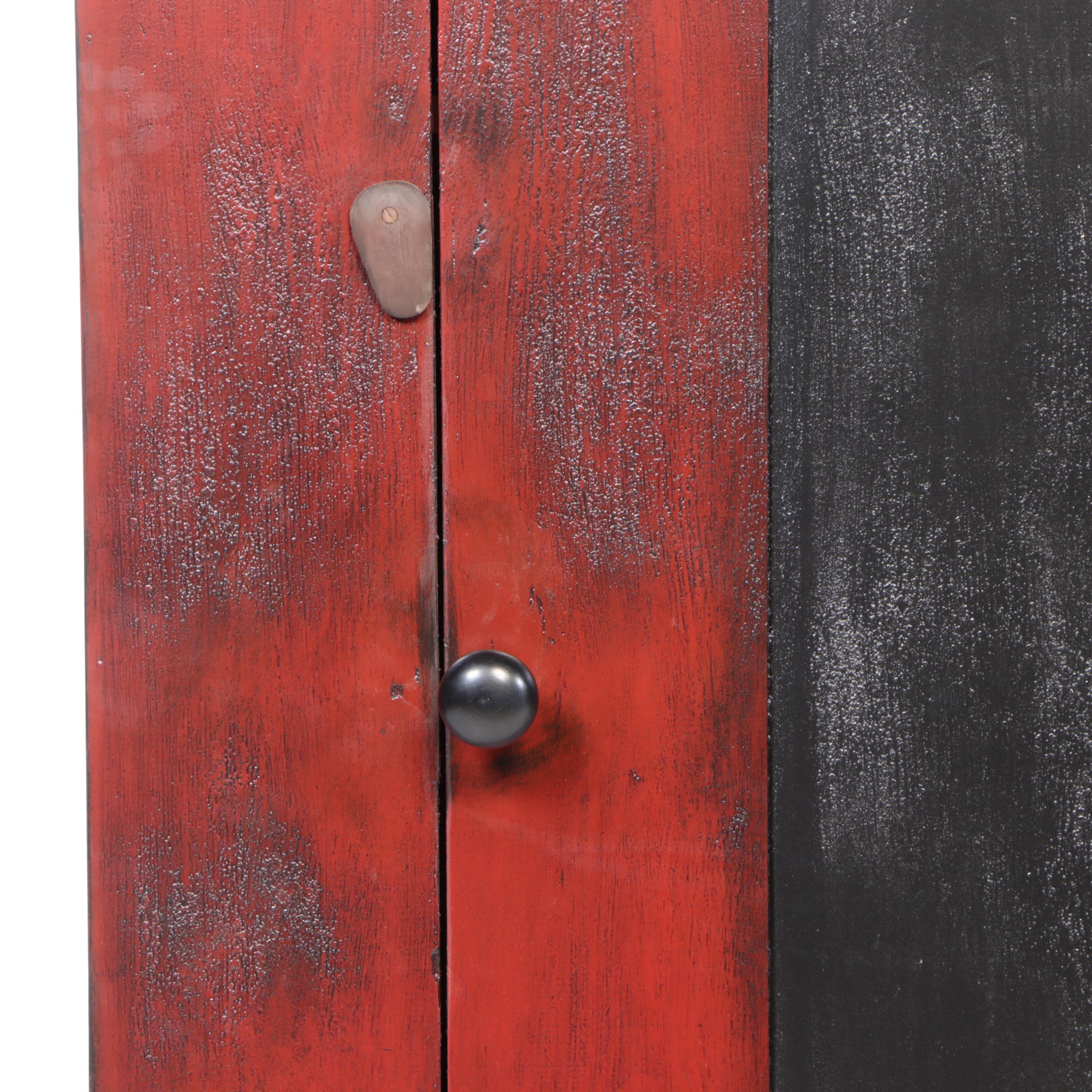 American Primitive Style Paint-Decorated Pine Cabinet