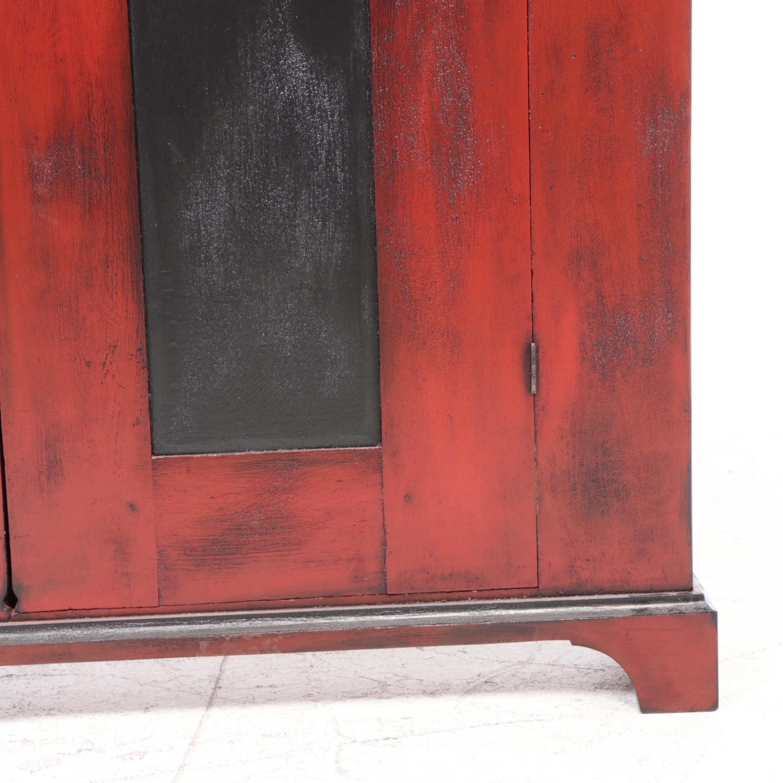 American Primitive Style Paint-Decorated Pine Cabinet