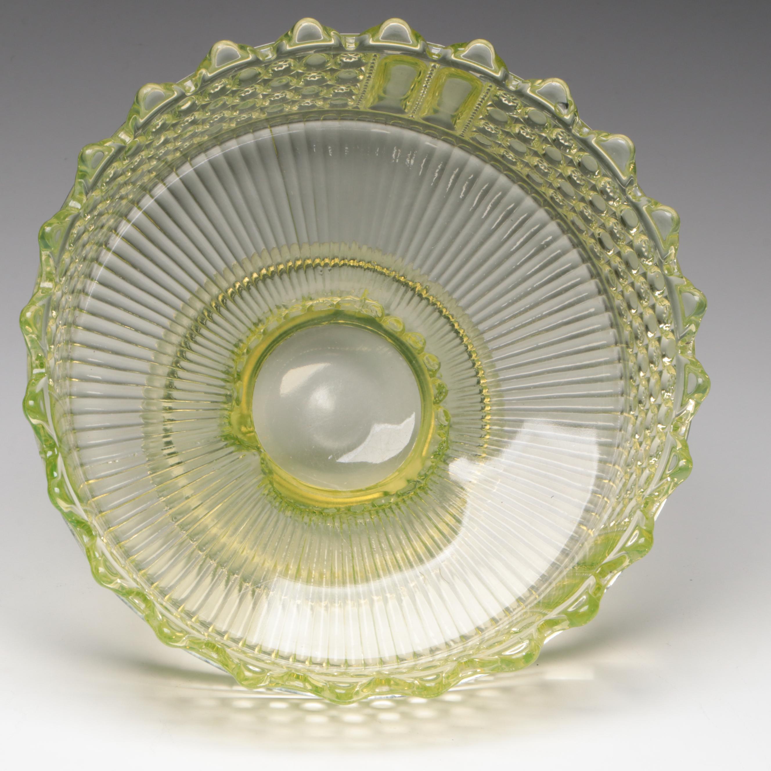 Richards & Hartley EAPG Vaseline Glass Compote