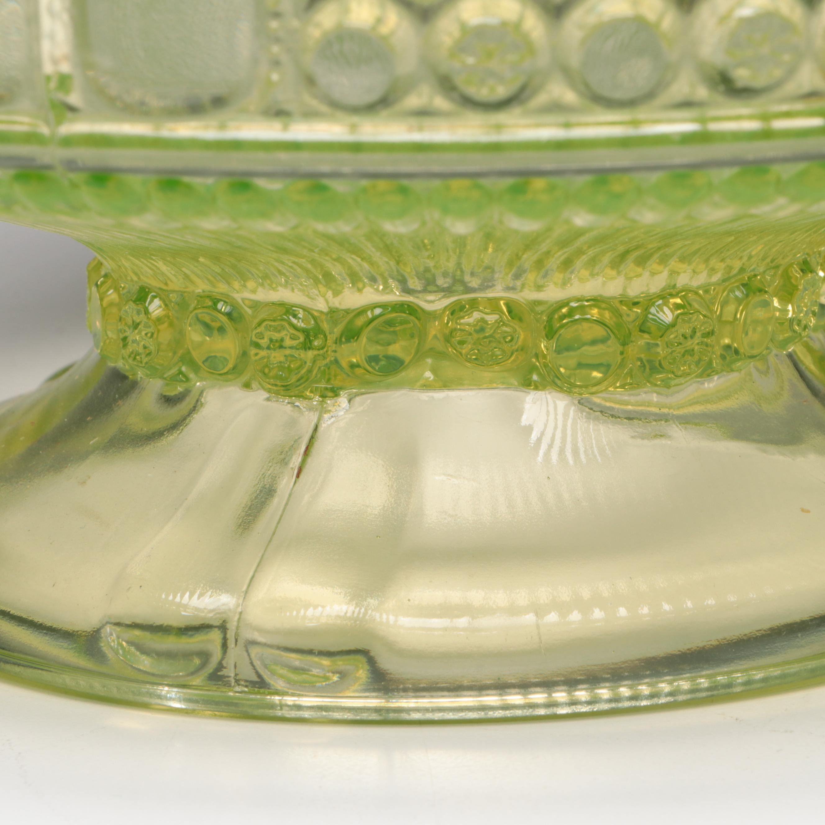 Richards & Hartley EAPG Vaseline Glass Compote