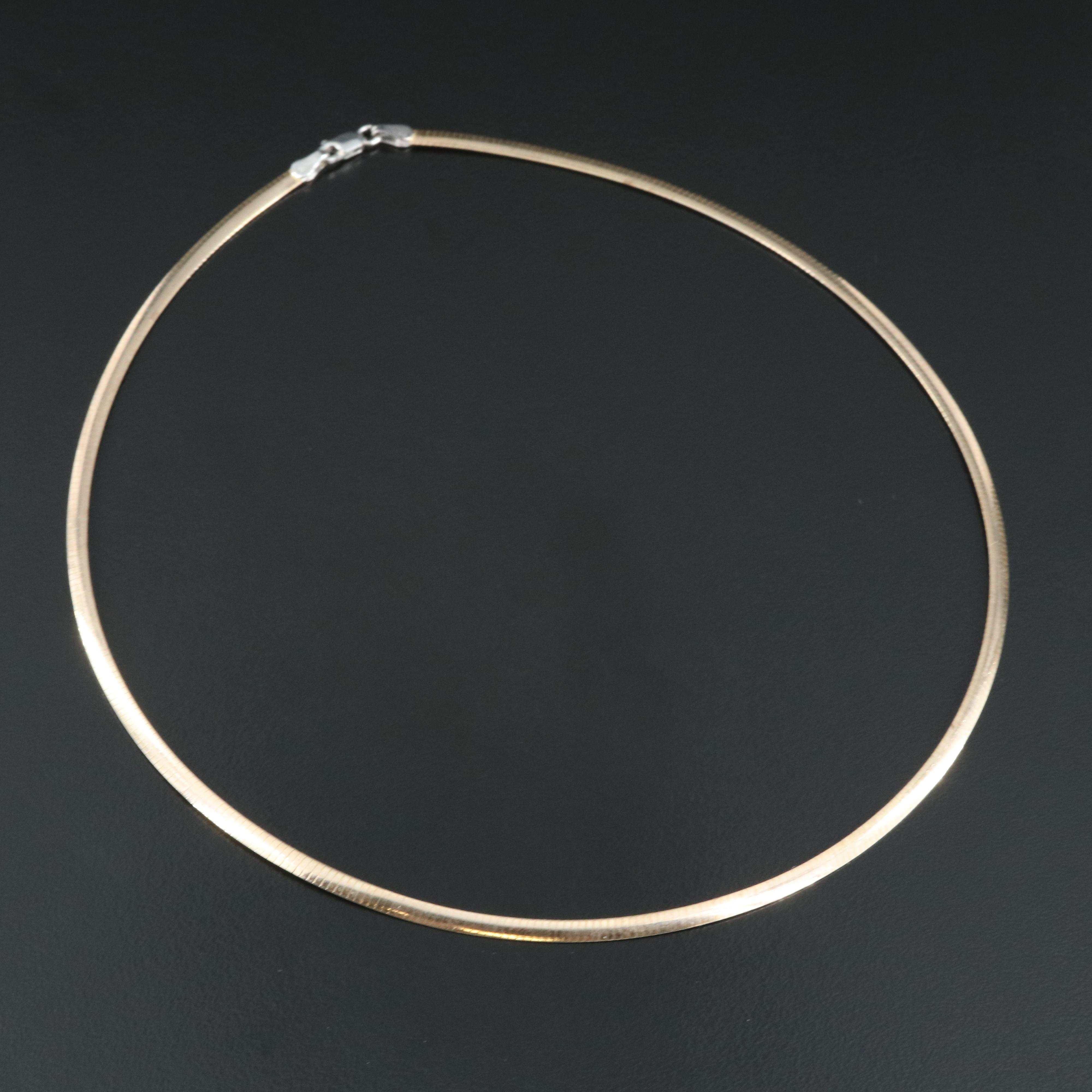 Italian 10K Two Tone Reversible Omega Necklace